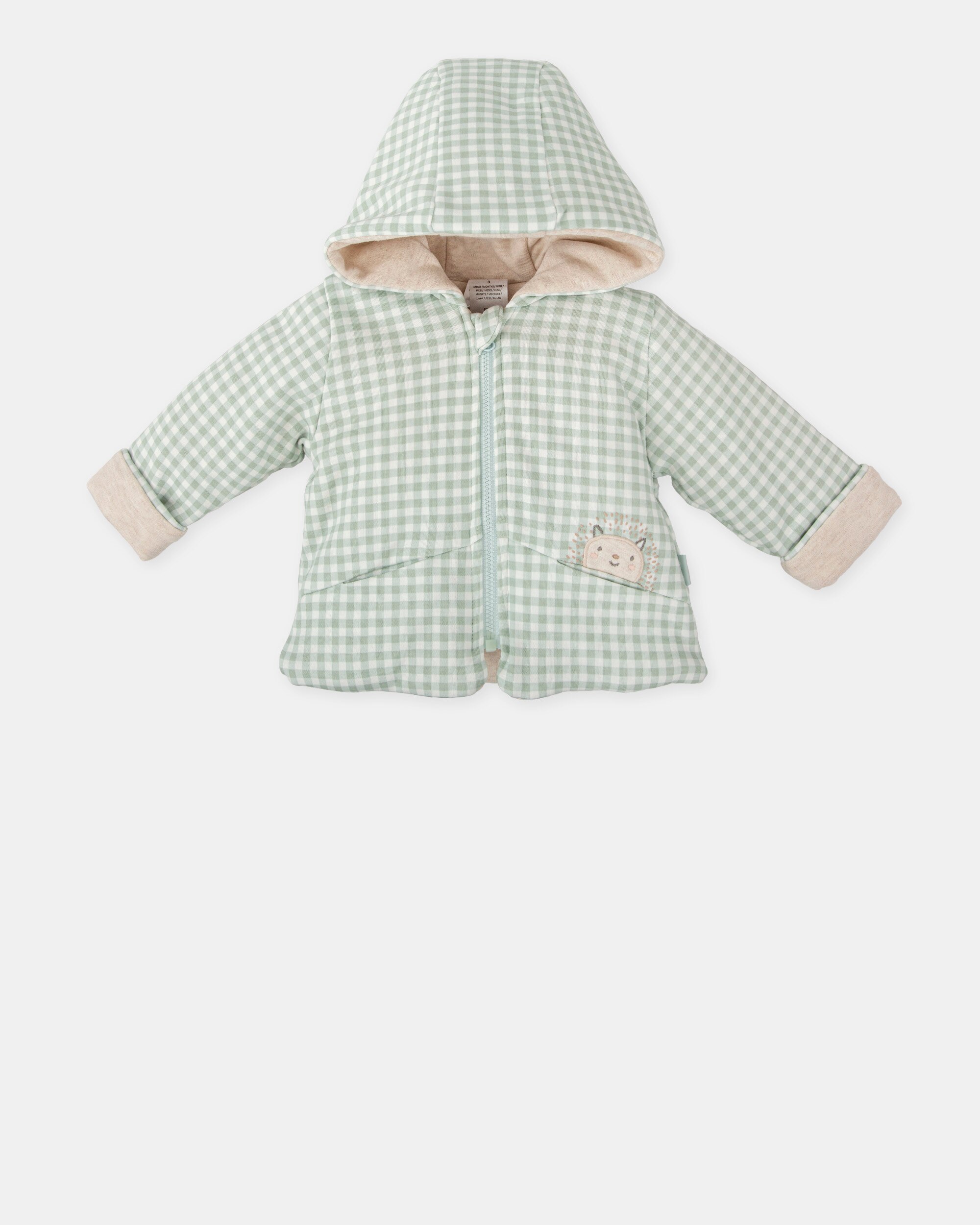 Casaco para Bebé com Capuz Vichy Água-marinha Tutto Piccolo Verde-claro-4