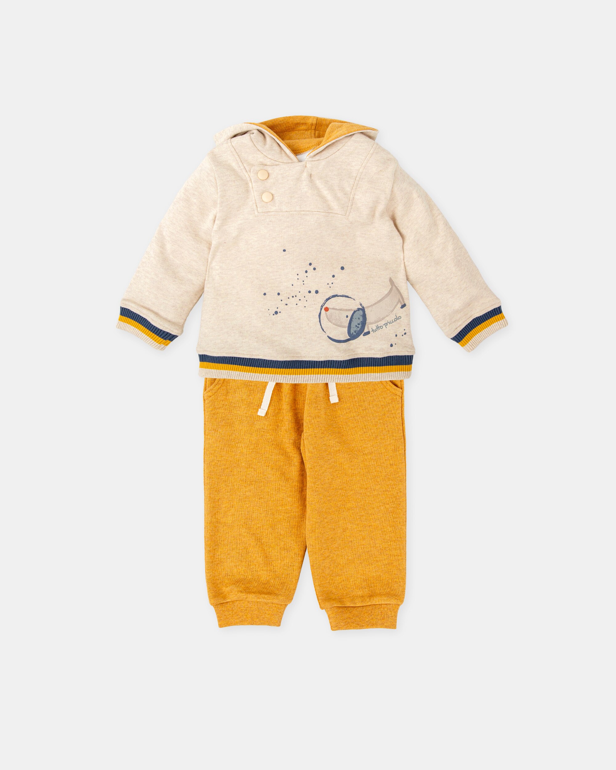 Conjunto para Bebé de Duas Peças em Mostarda e Cru Tutto Piccolo Cru-1