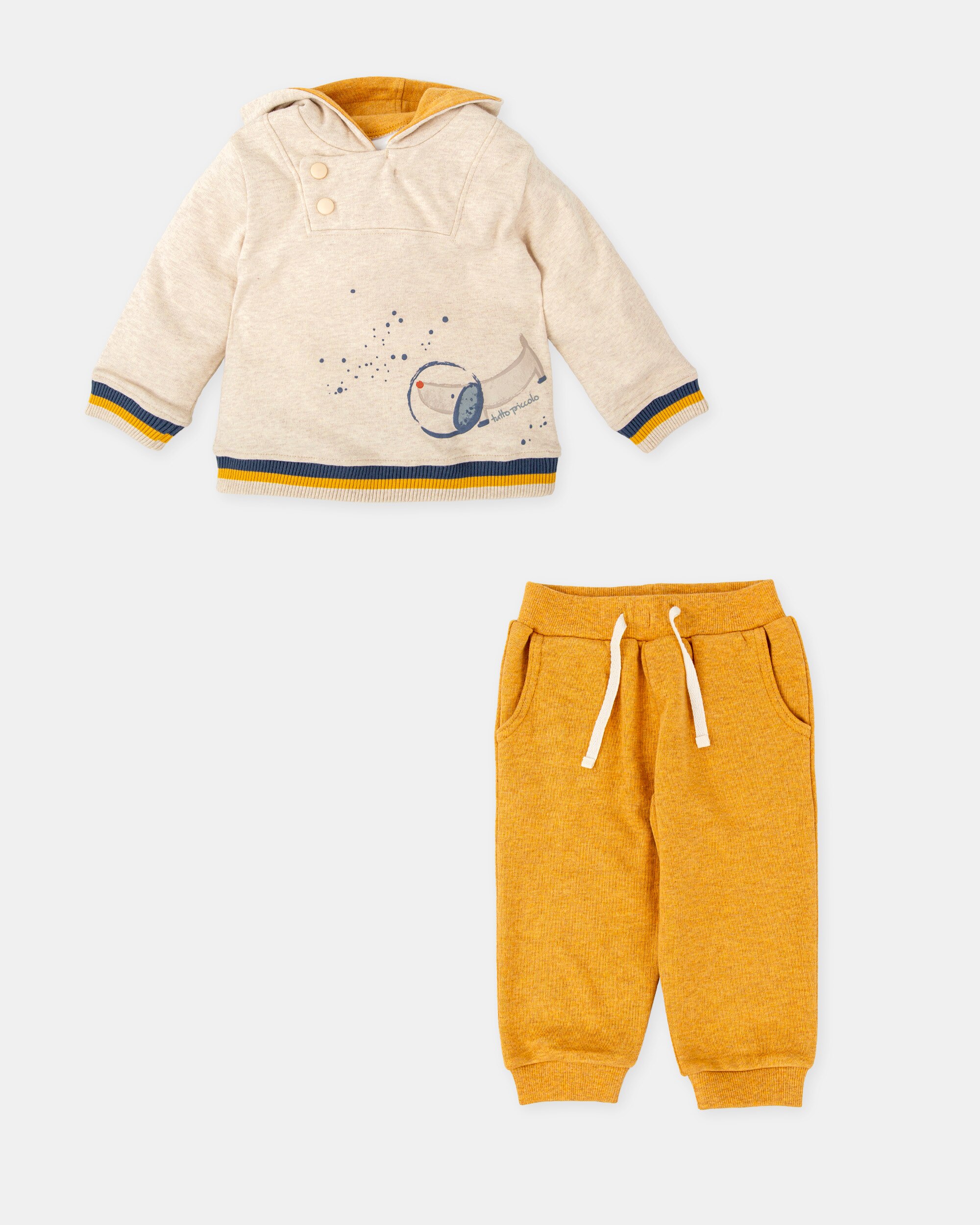 Conjunto para Bebé de Duas Peças em Mostarda e Cru Tutto Piccolo Cru-4