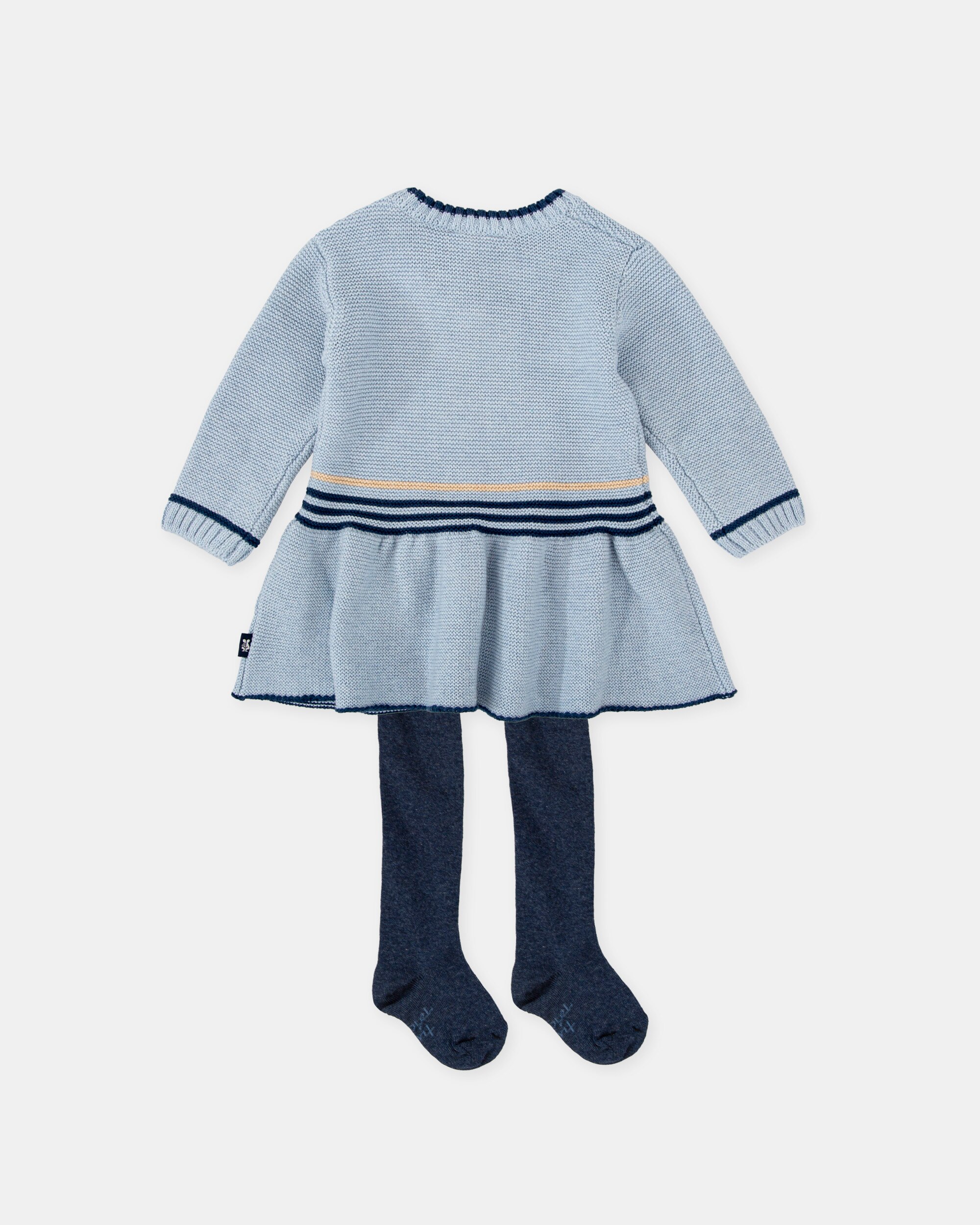 Conjunto para Bebé de Vestido Foca Porcelana e Collants Tutto Piccolo Azul-claro-2