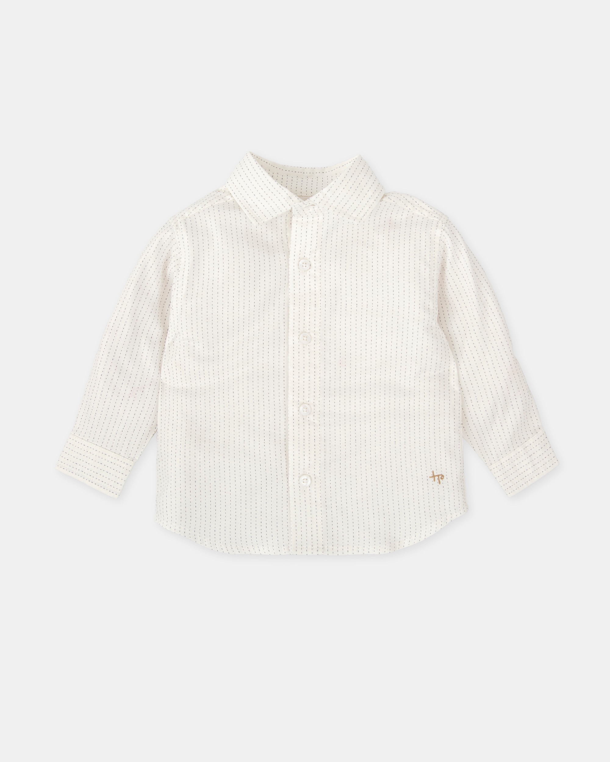 Camisa para Bebé às Riscas Descontinuadas Tutto Piccolo Branco-1