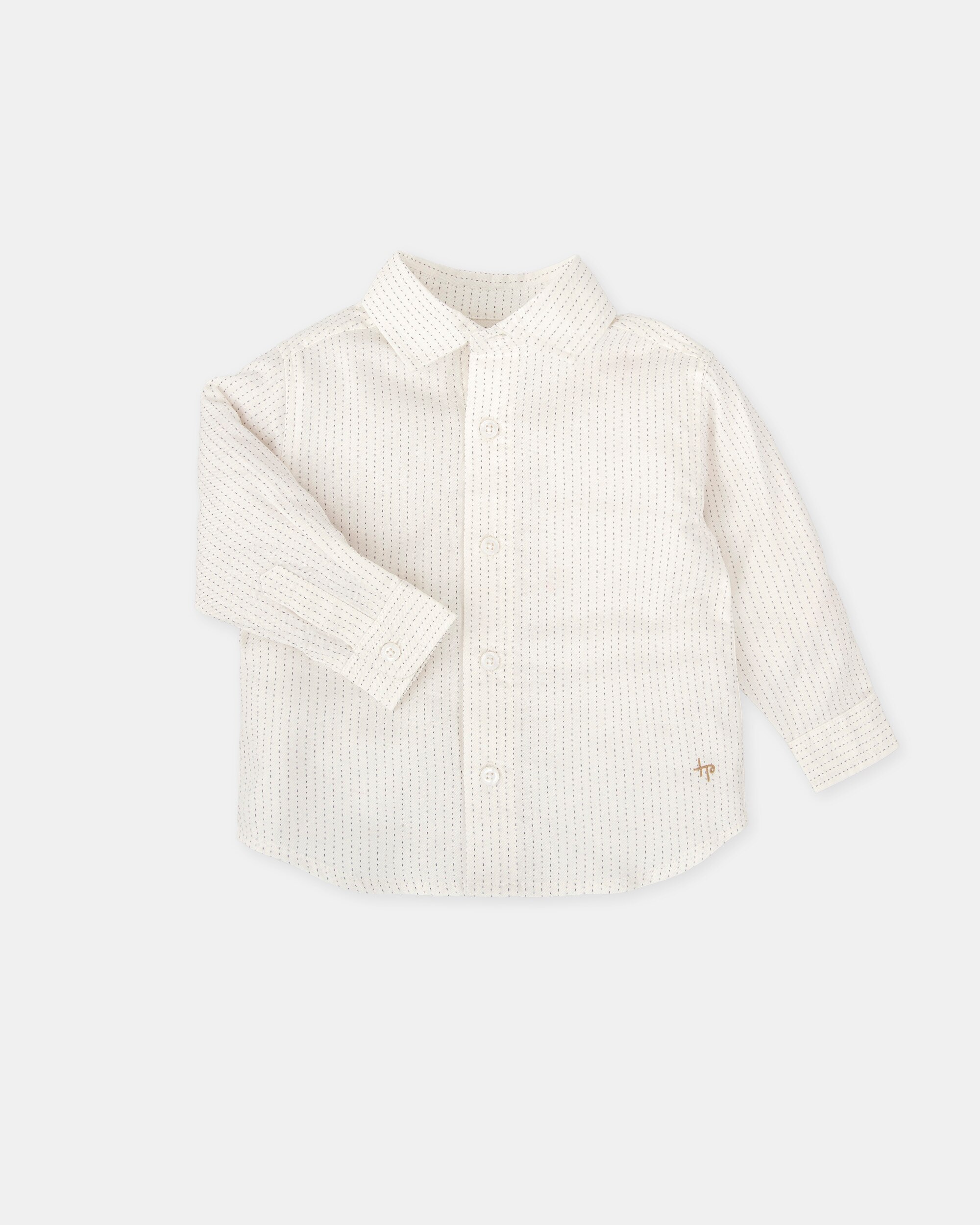Camisa para Bebé às Riscas Descontinuadas Tutto Piccolo Branco-3
