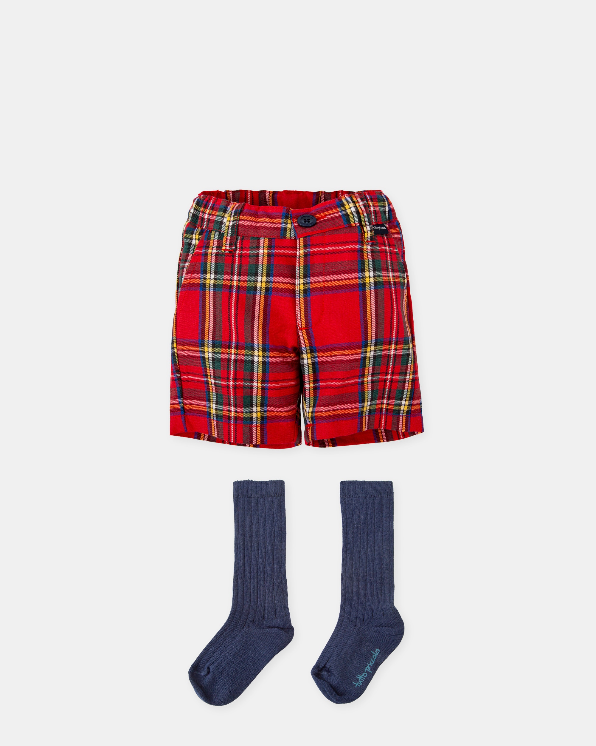 Imagem 0 de Conjunto para Bebé de Bermuda aos Quadrados em Vermelho com Meias