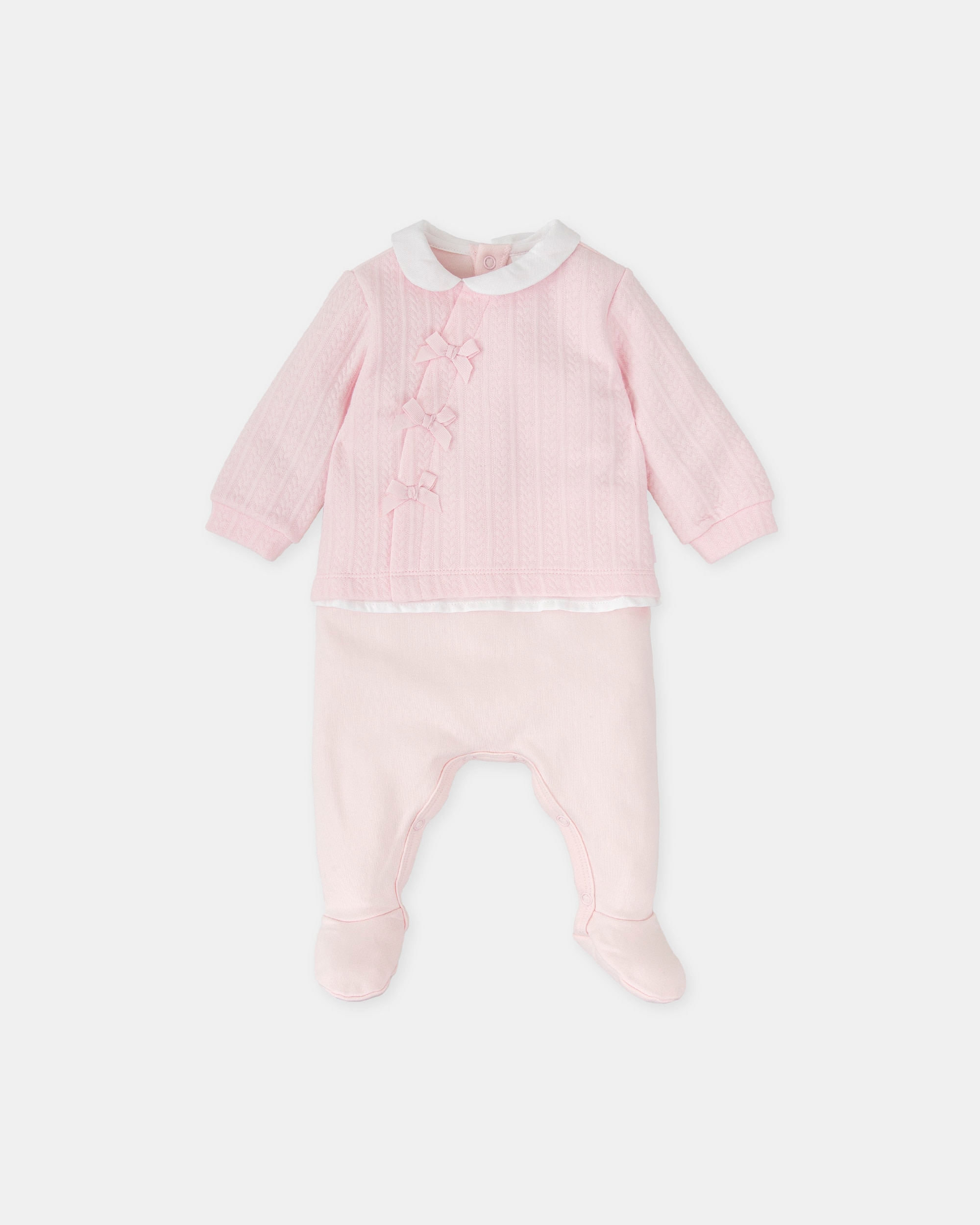 Imagem 0 de Babygrow com Pé para Bebé de Tranças Rosa