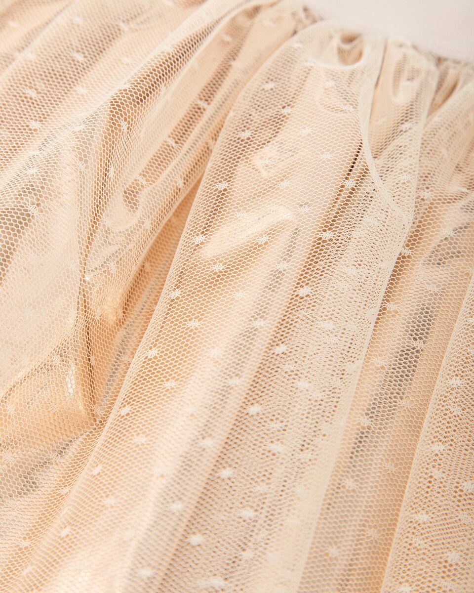 Conjunto Infantil de Saia de Tule Dourada com Collants Ouro-4