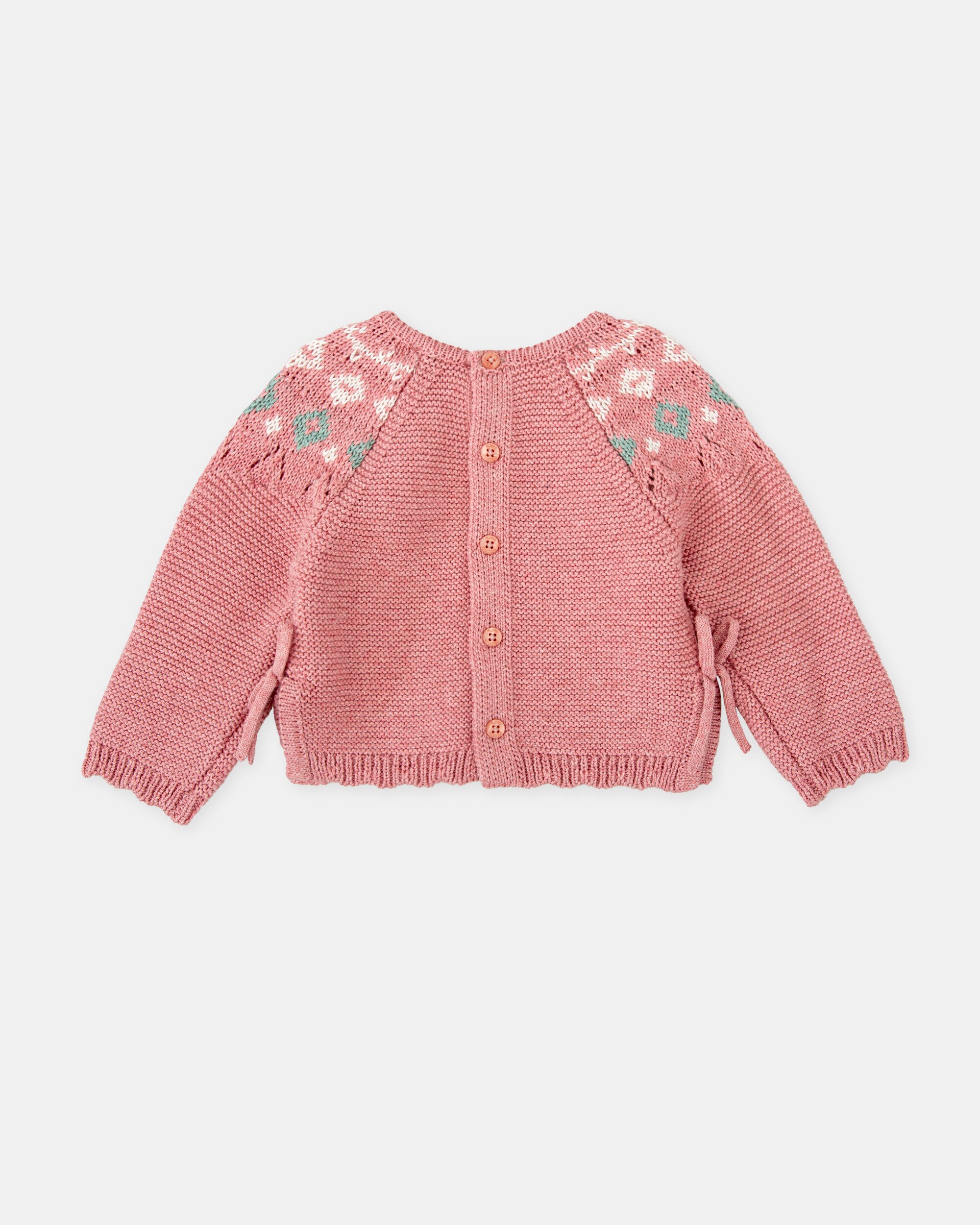 Camisola de Tricot para Bebé com Cenefas em Rosa Tutto Piccolo Rosa-2
