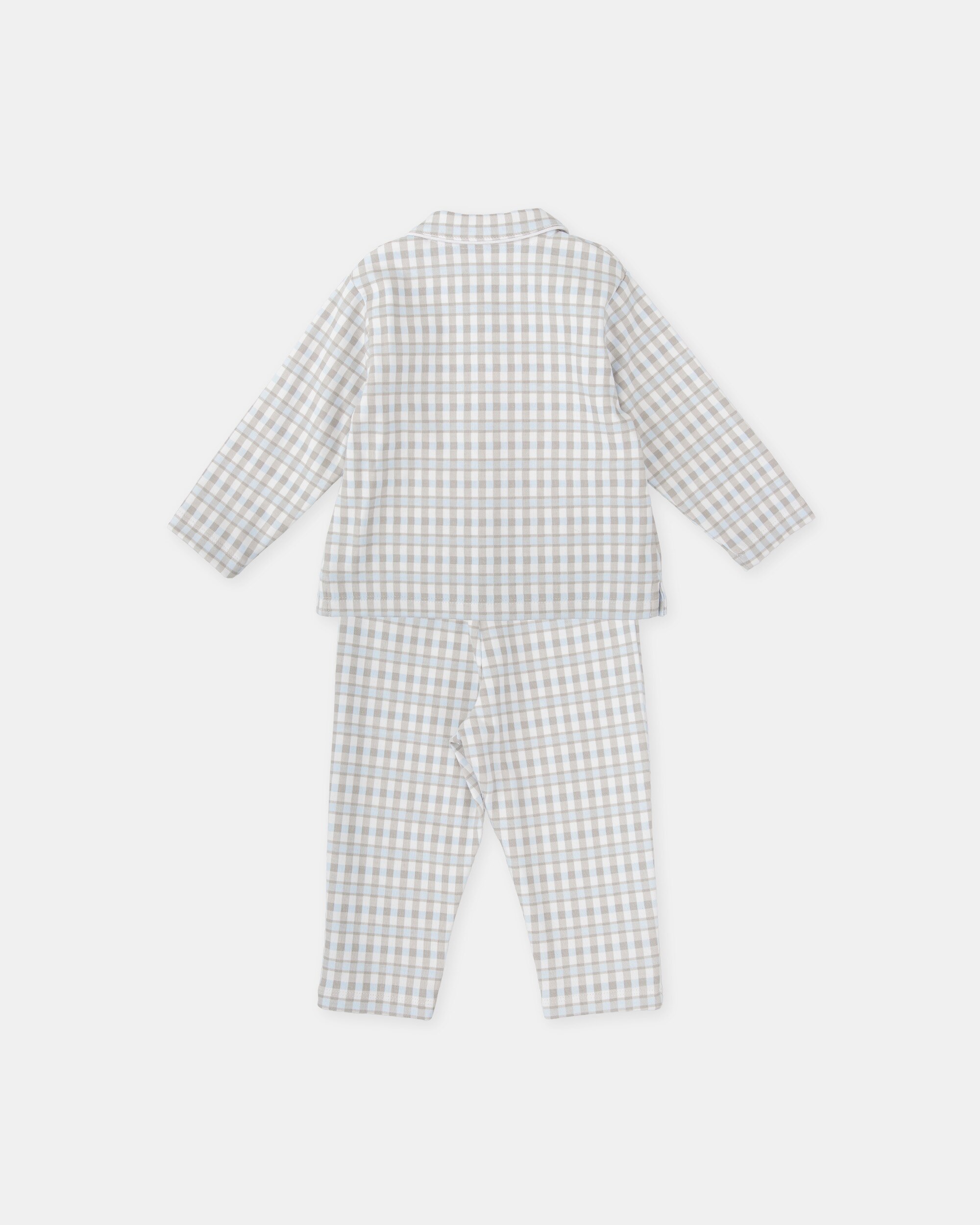 Pijama Infantil de Duas Peças aos Quadrados em Azul Céu Tutto Piccolo Azul-claro-2