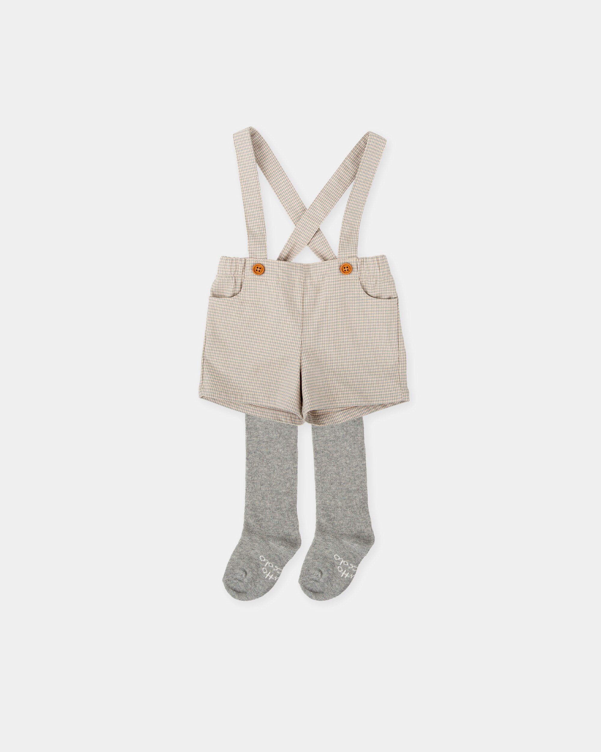 Conjunto para Bebé de Calções em Verde com Alças e Collants Verde-1