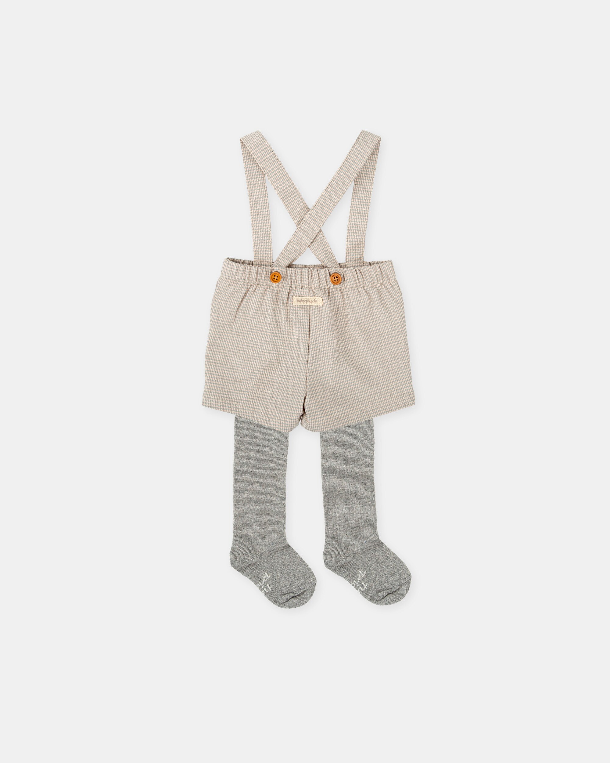 Conjunto para Bebé de Calções em Verde com Alças e Collants Verde-2