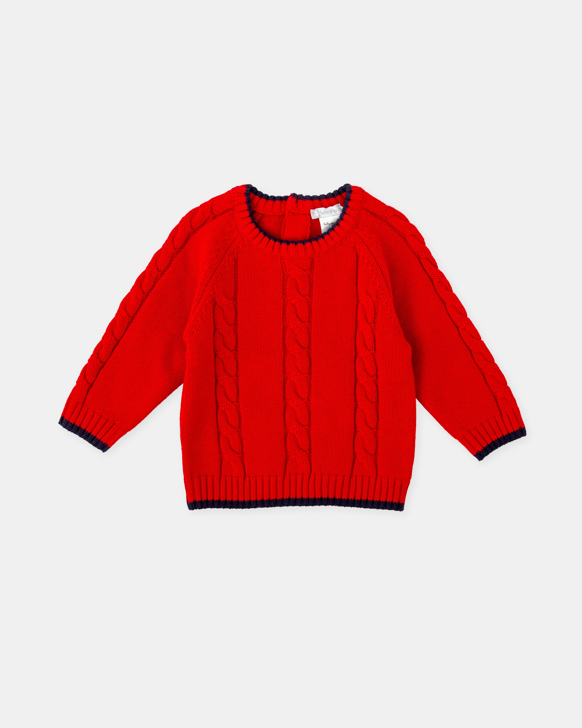 Camisola de Tricot para Bebé com Tranças em Vermelho Tutto Piccolo Vermelho-1