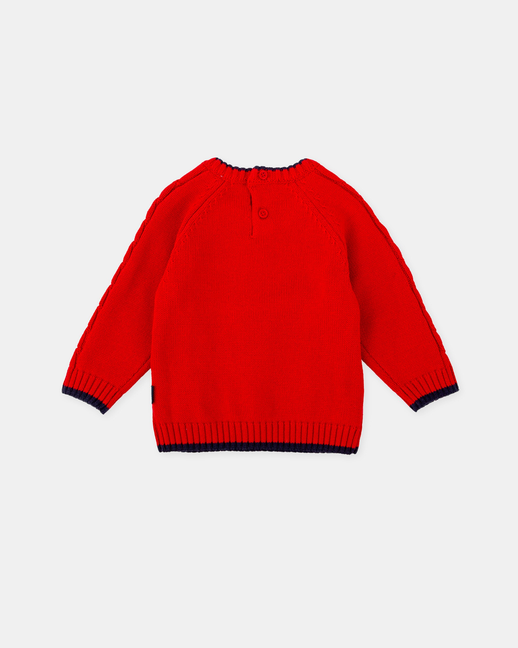 Camisola de Tricot para Bebé com Tranças em Vermelho Tutto Piccolo Vermelho-2