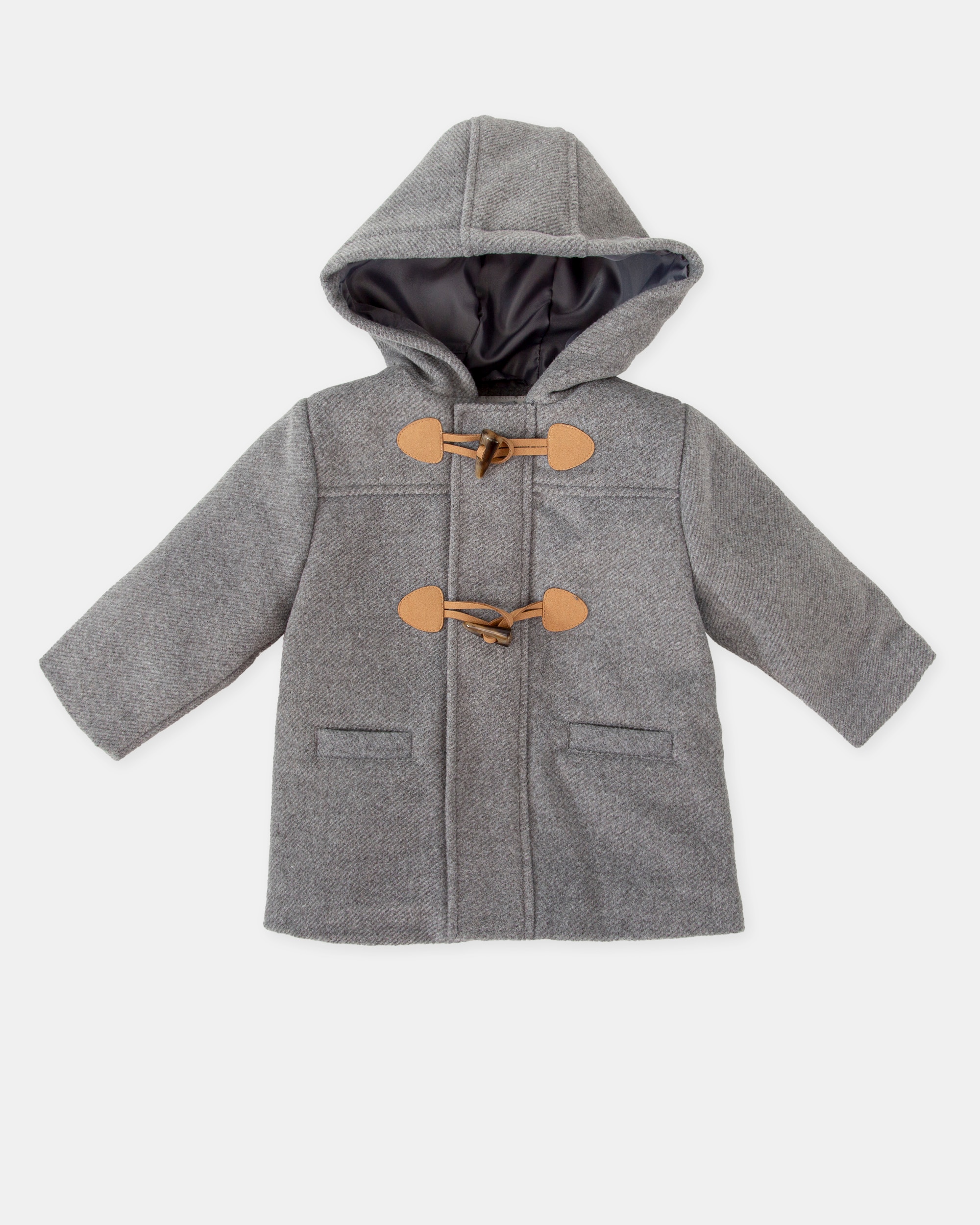 Sobretudo de Pano para Bebé em Cinzento com Capuz Cinzento-4