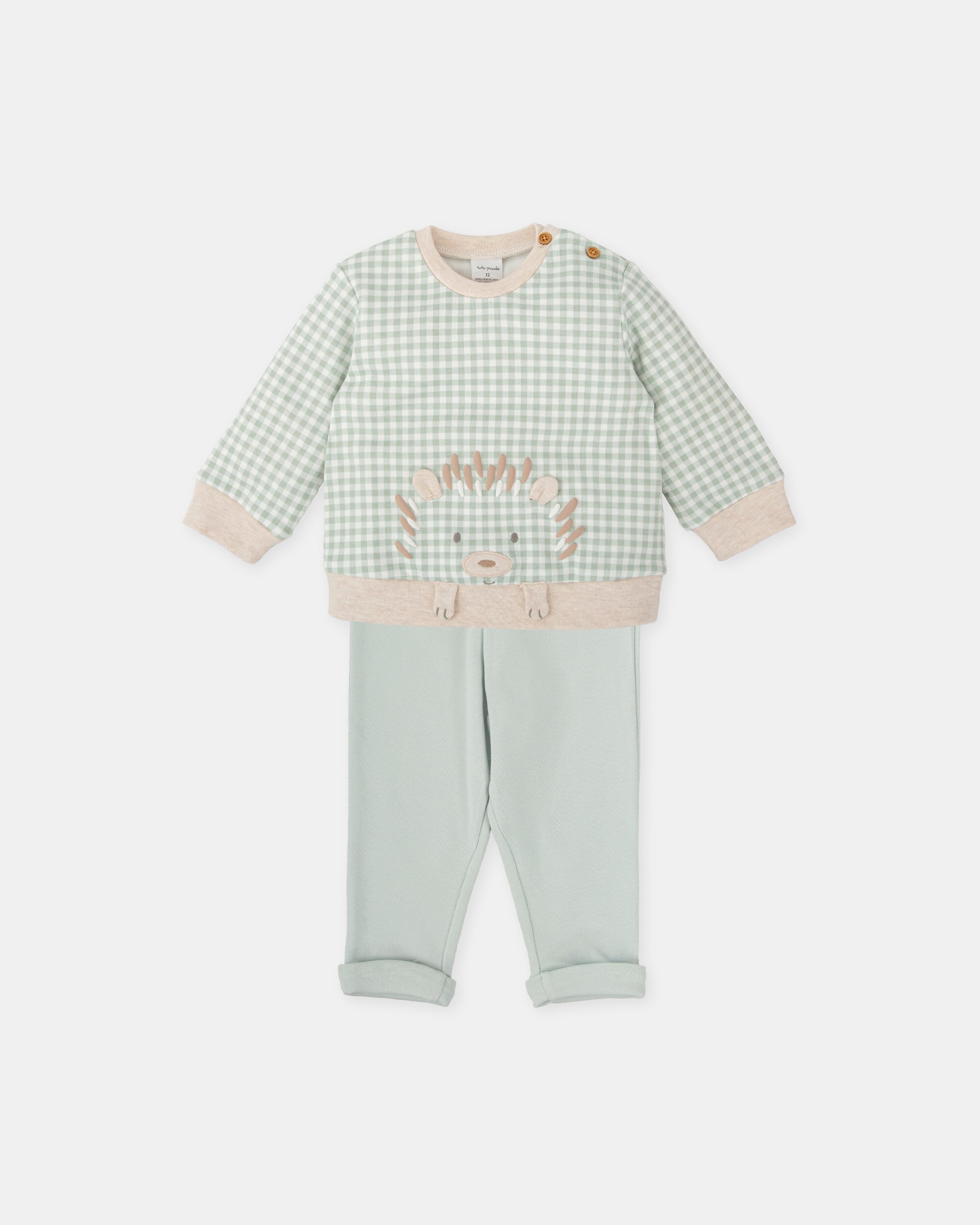Conjunto para Bebé de Duas Peças Ouriço em Água-marinha Tutto Piccolo Verde-claro-1