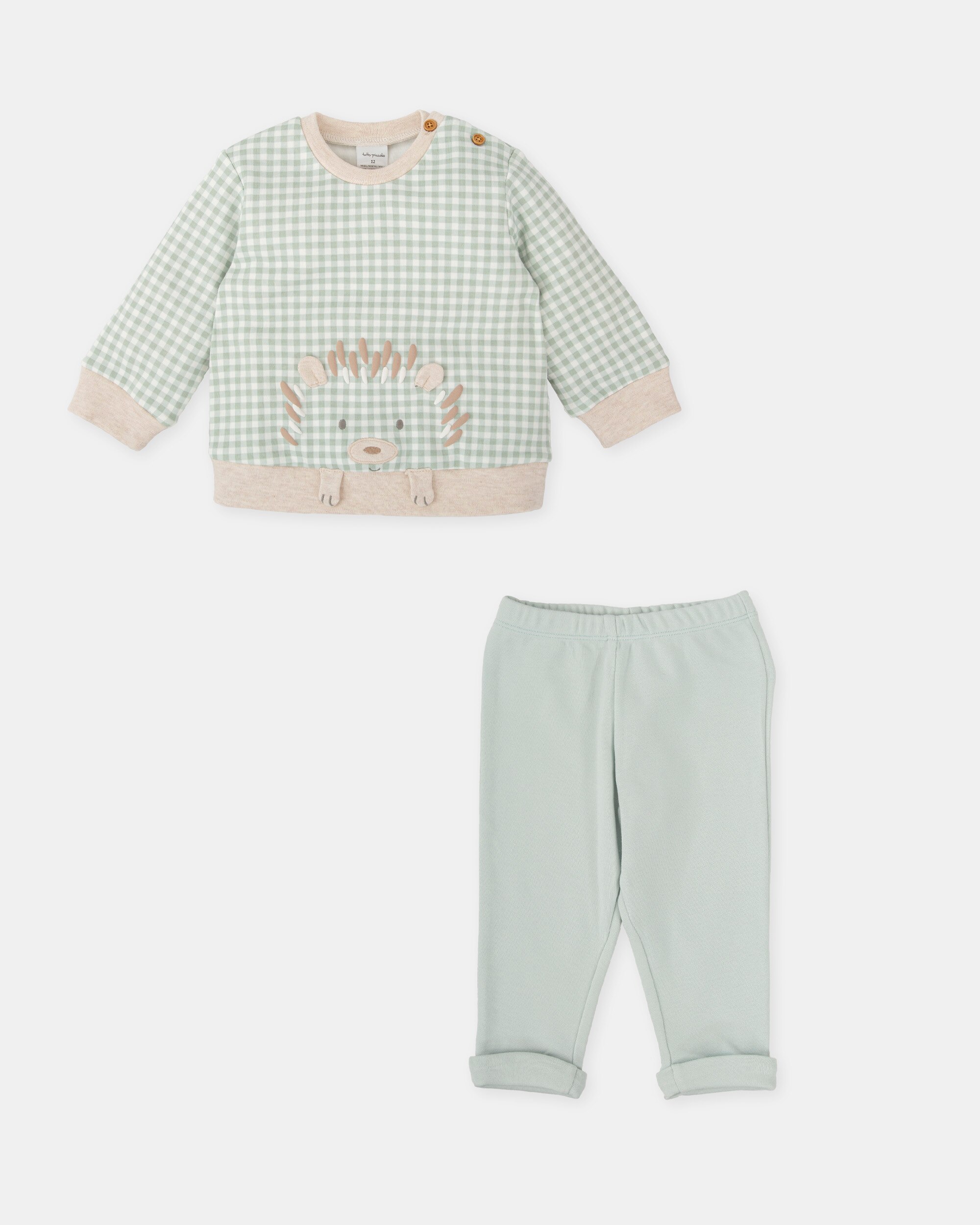 Conjunto para Bebé de Duas Peças Ouriço em Água-marinha Tutto Piccolo Verde-claro-4