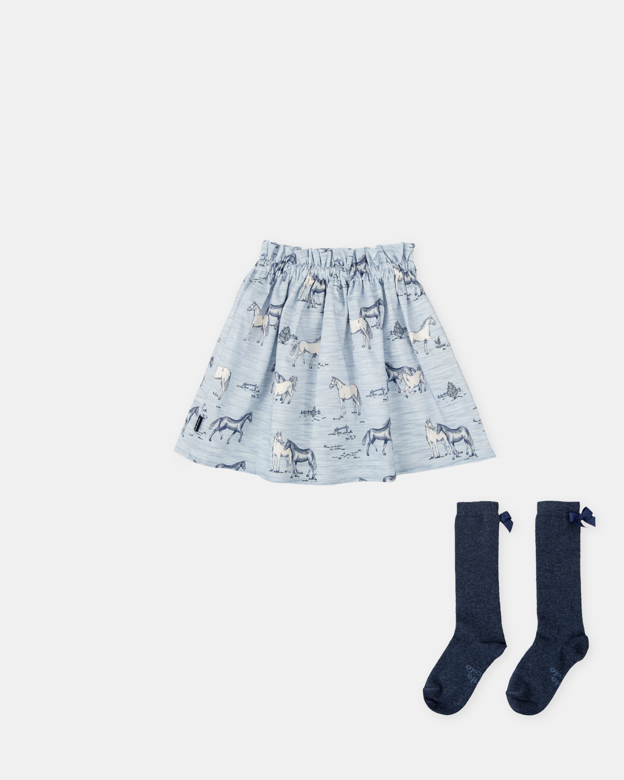 Conjunto Infantil de Saia Porcelana com Meias Tutto Piccolo Azul-claro-1