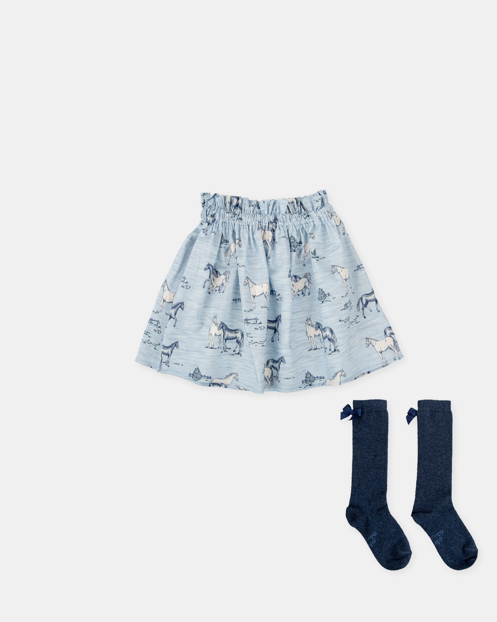 Conjunto Infantil de Saia Porcelana com Meias Tutto Piccolo Azul-claro-2