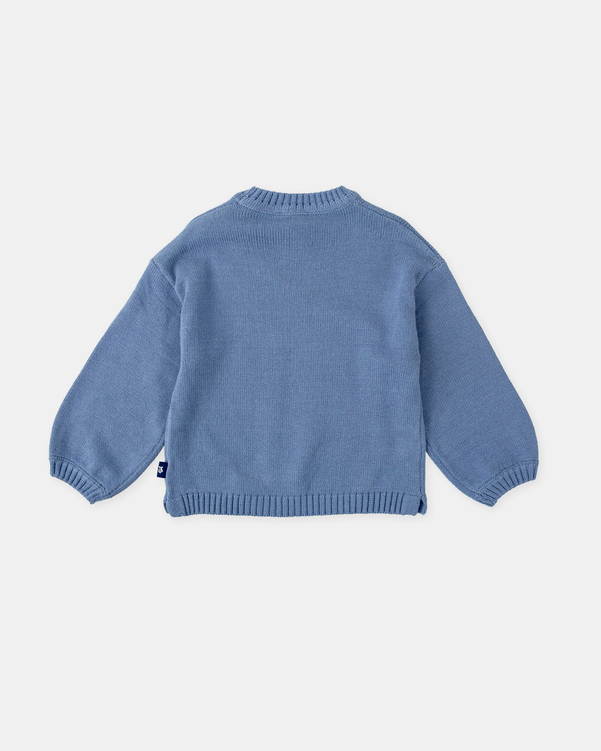 Camisola de Tricot Infantil com Flores em Azul Tutto Piccolo Azul-2