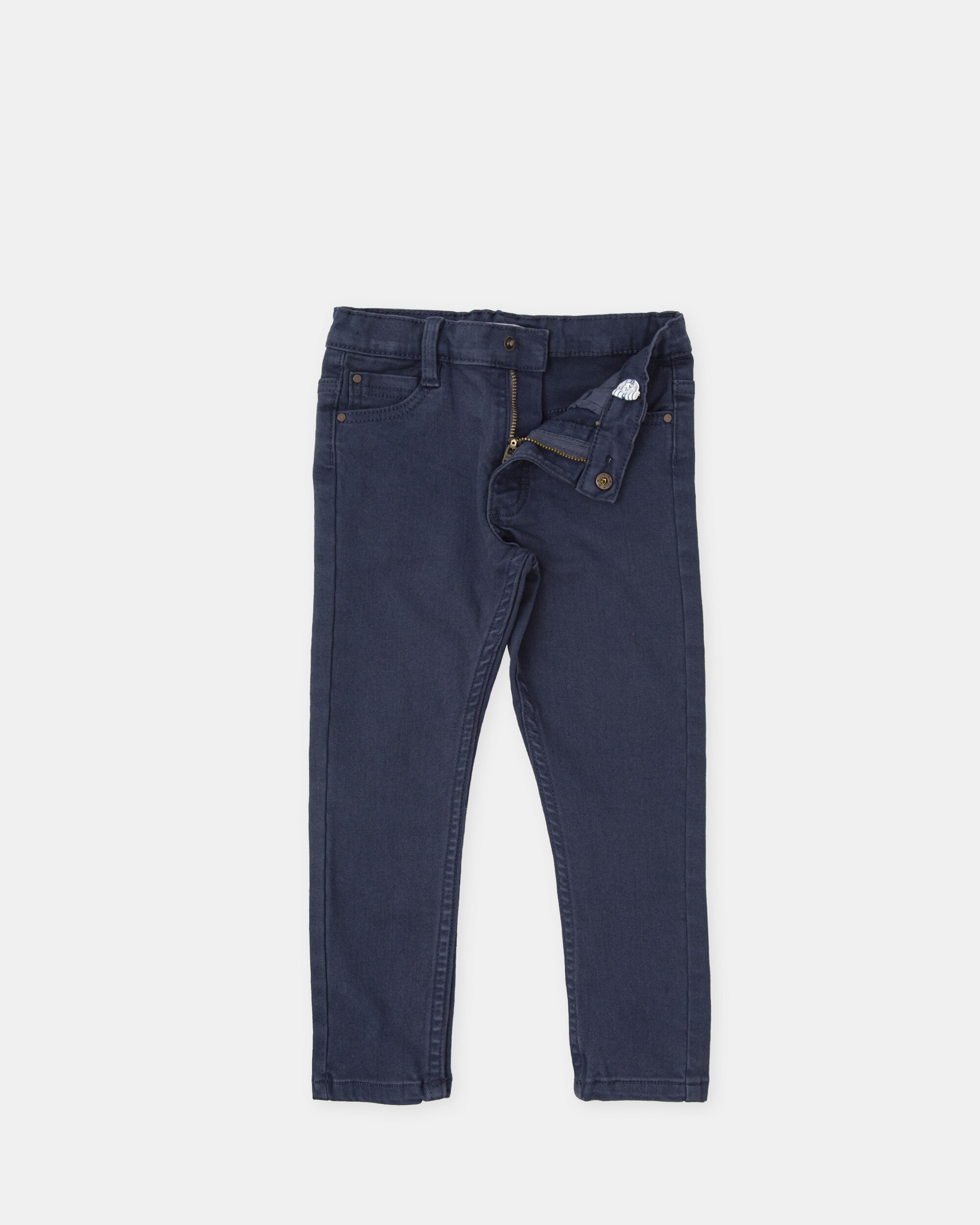 Calças Cinco Bolsos Lisas com Presilhas na Cintura Tutto Piccolo Azul-marinho-4