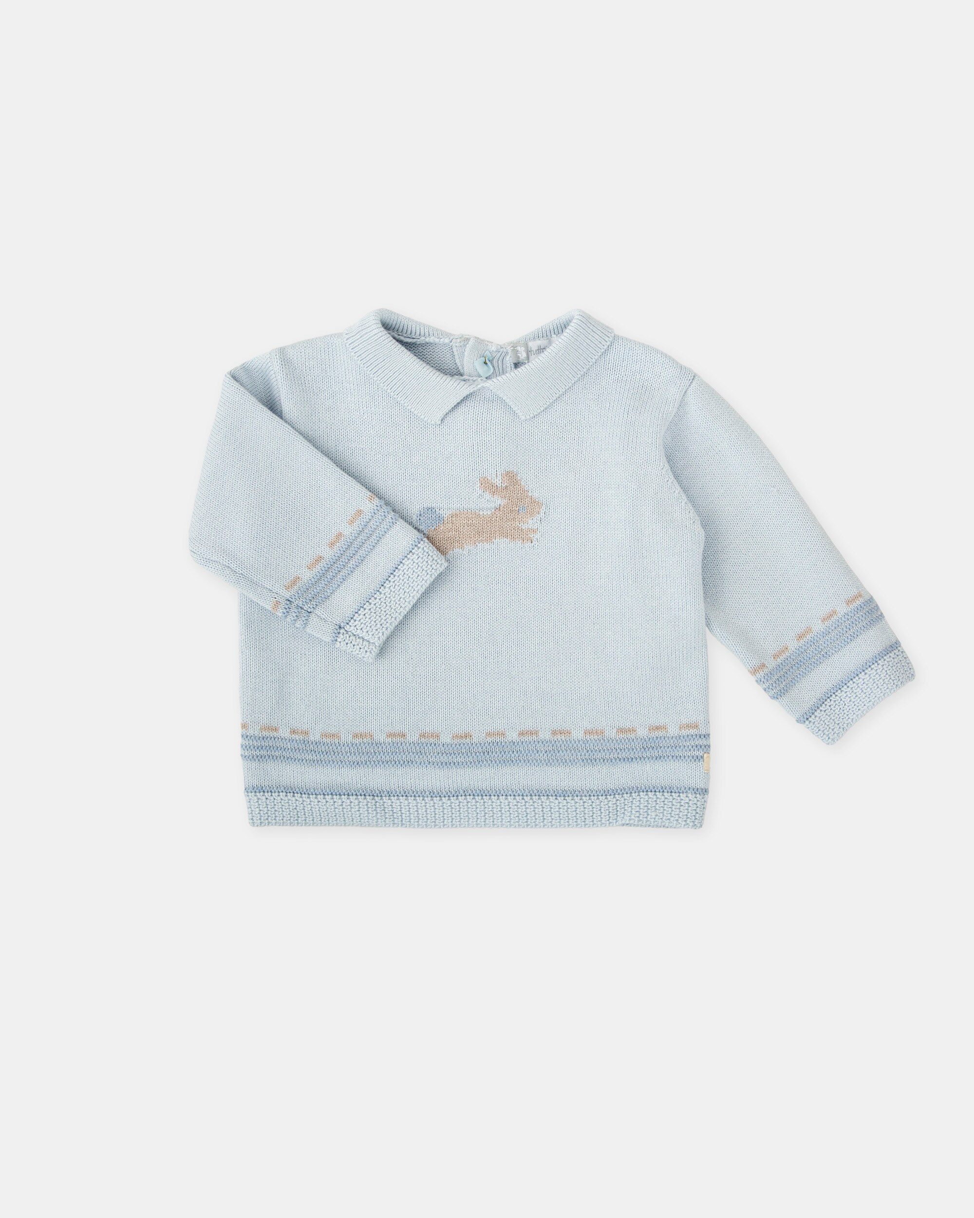 Camisola de Tricot para Bebé Coelho Porcelana Tutto Piccolo Azul-claro-4