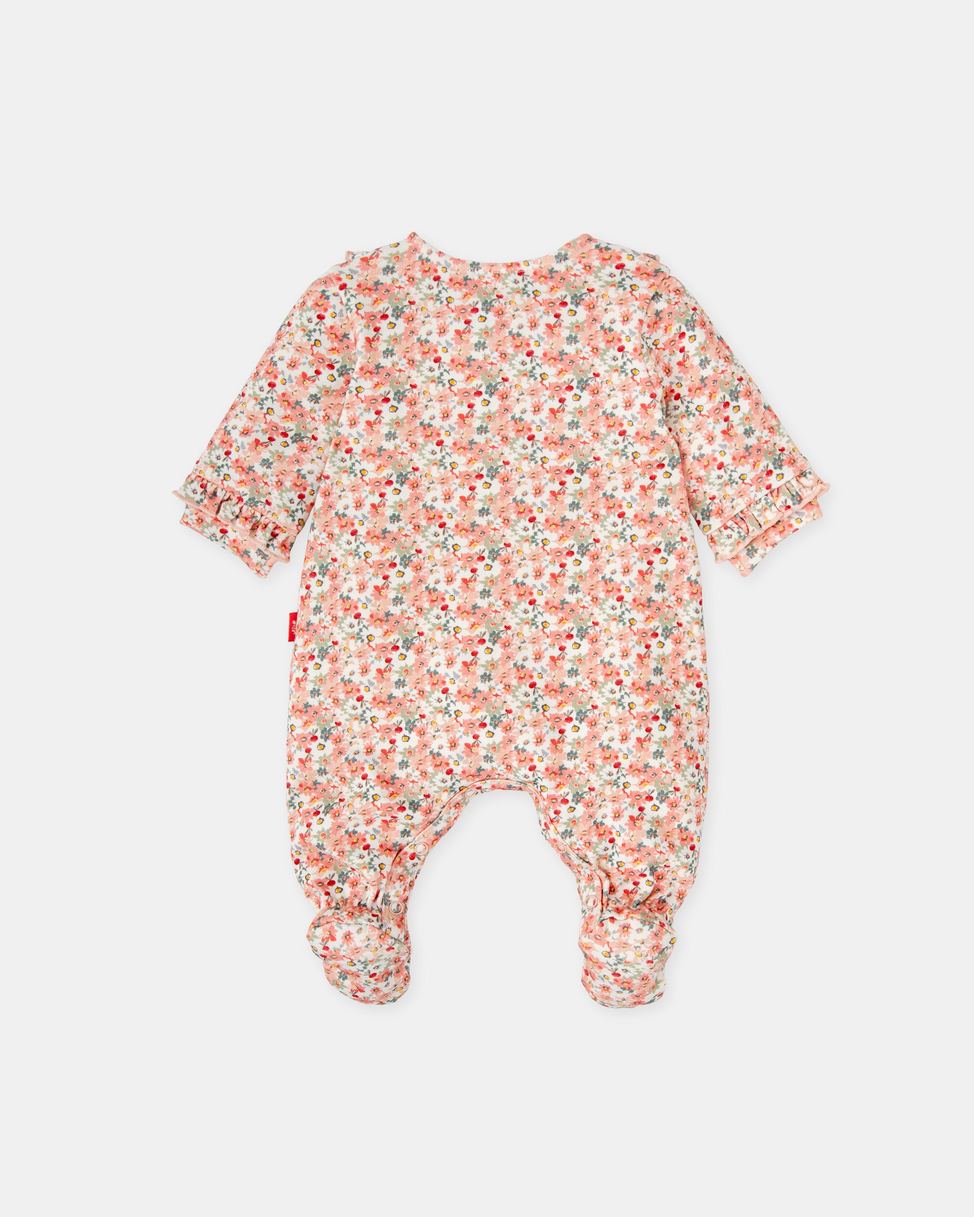 Babygrow com Pé de Bebé Flores Pétalo Tutto Piccolo Rosa-3
