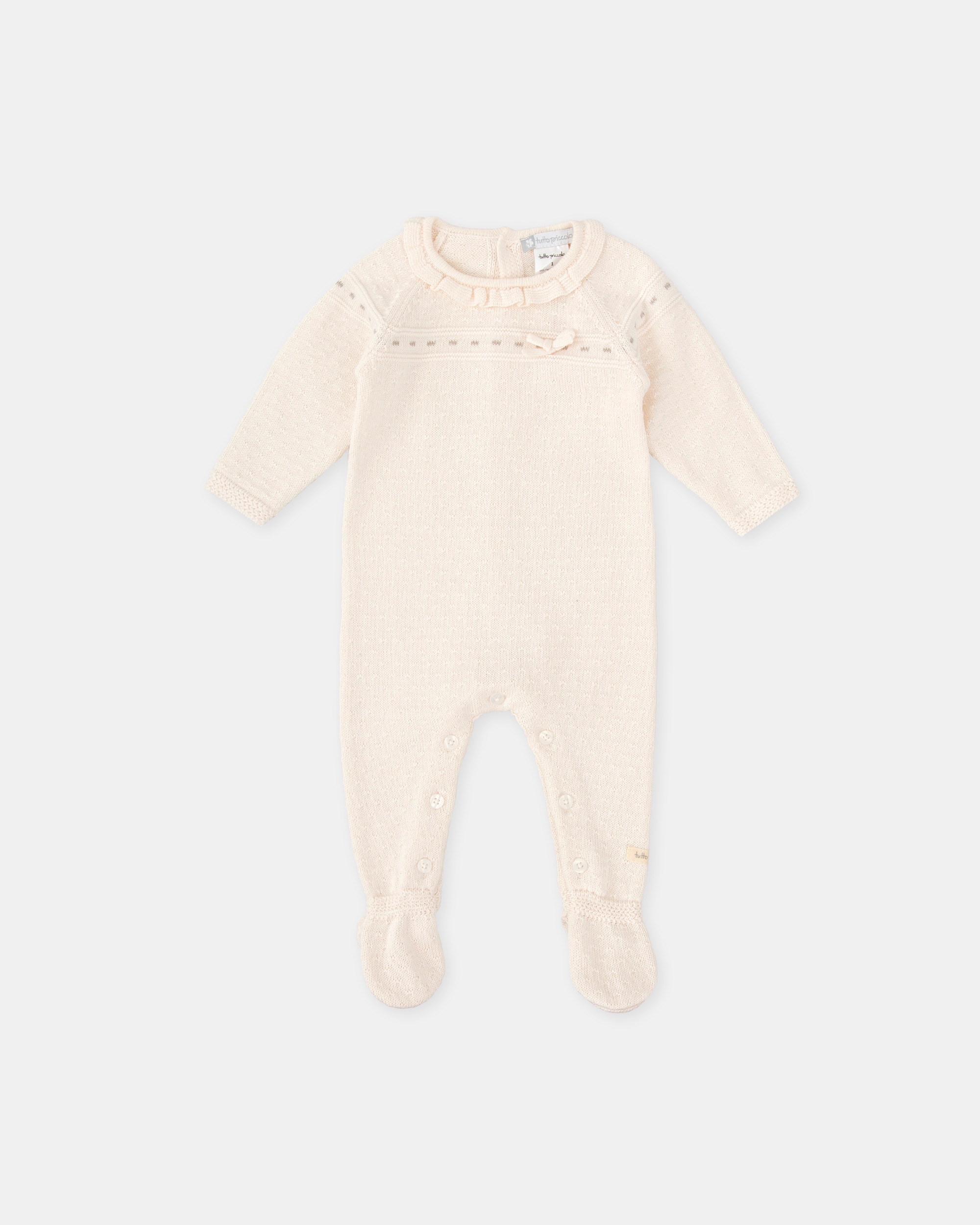 Babygrow com Pé para Bebé de Tricot em Cru Tutto Piccolo Cru-1