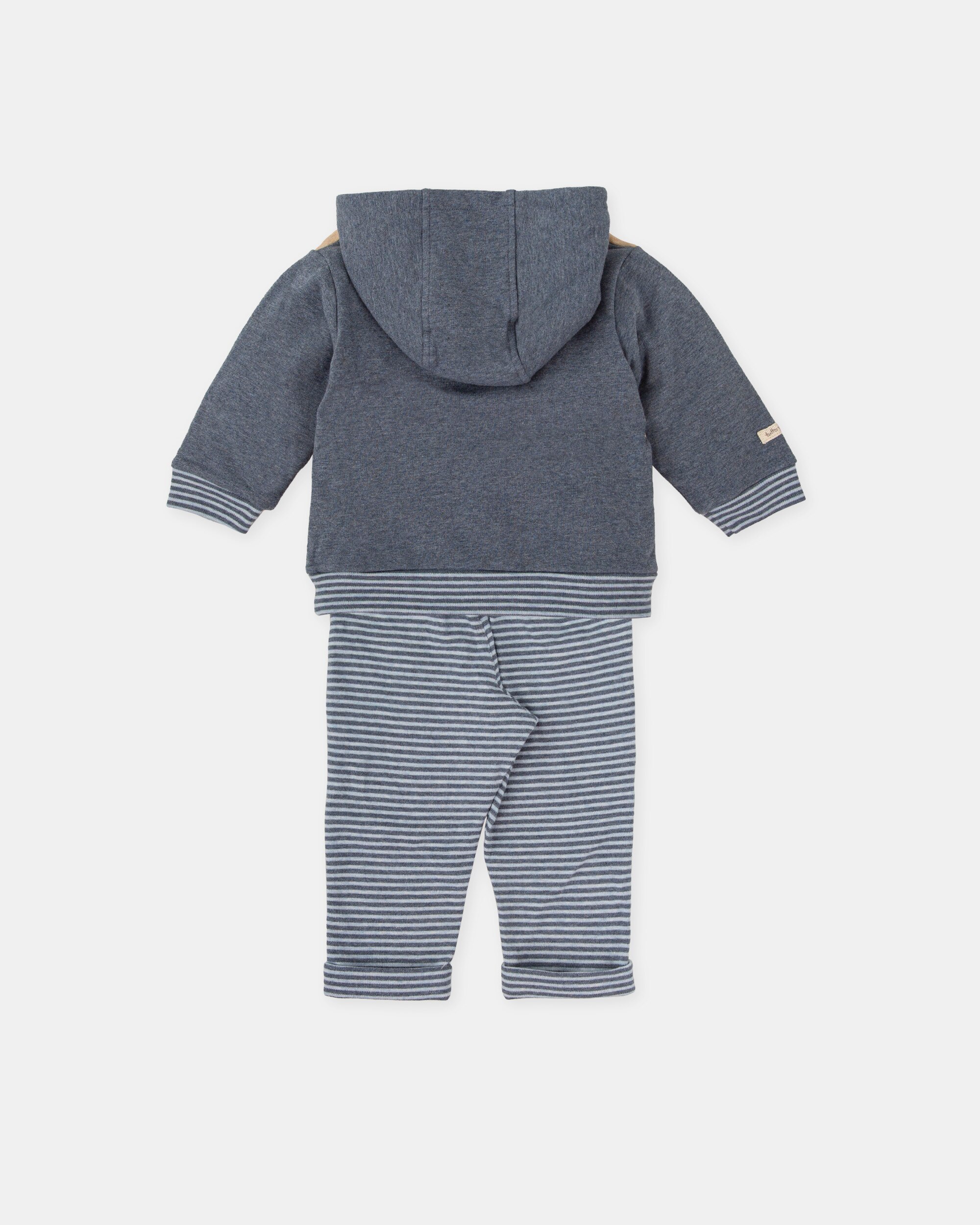 Conjunto para Bebé de Duas Peças às Riscas em Azul-marinho Tutto Piccolo Azul-marinho-2