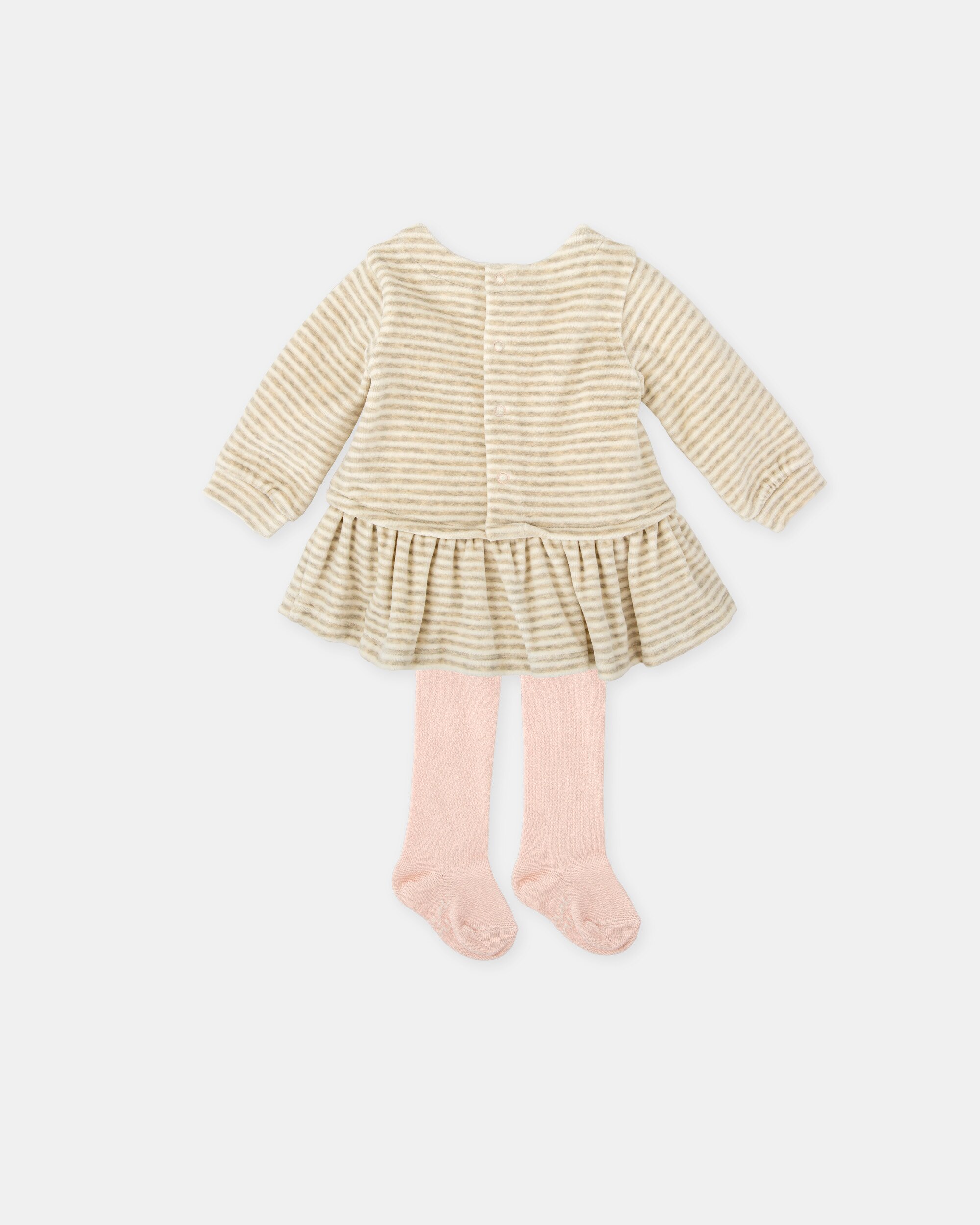 Conjunto para Bebé de Vestido Rato Pétala e Collants Tutto Piccolo Rosa-2