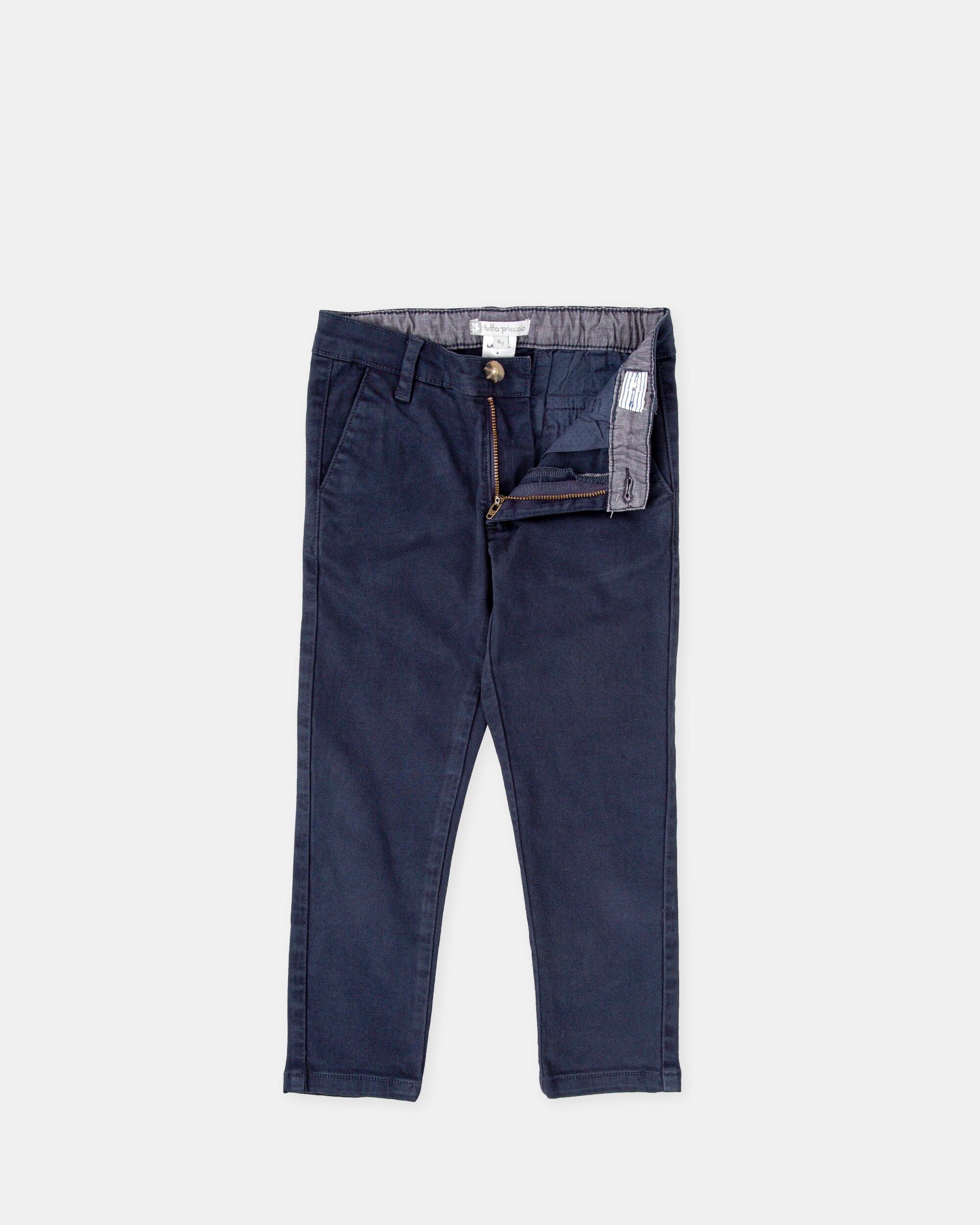 Calças Chino para Bebé com Presilhas na Cintura Tutto Piccolo Azul-marinho-3