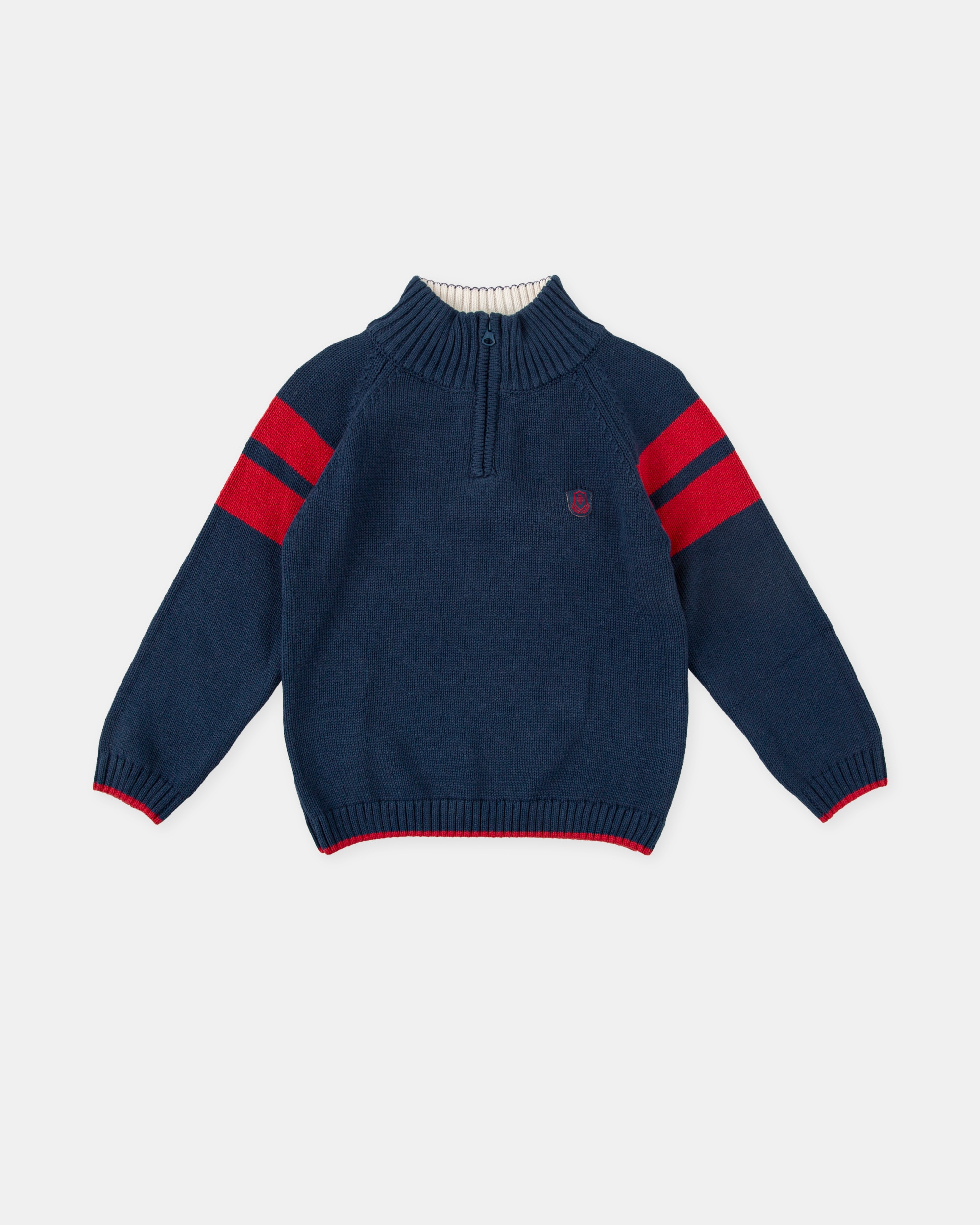 Camisola de Tricot para Bebé em Azul-marinho com Fecho Zip Tutto Piccolo Azul-marinho-1
