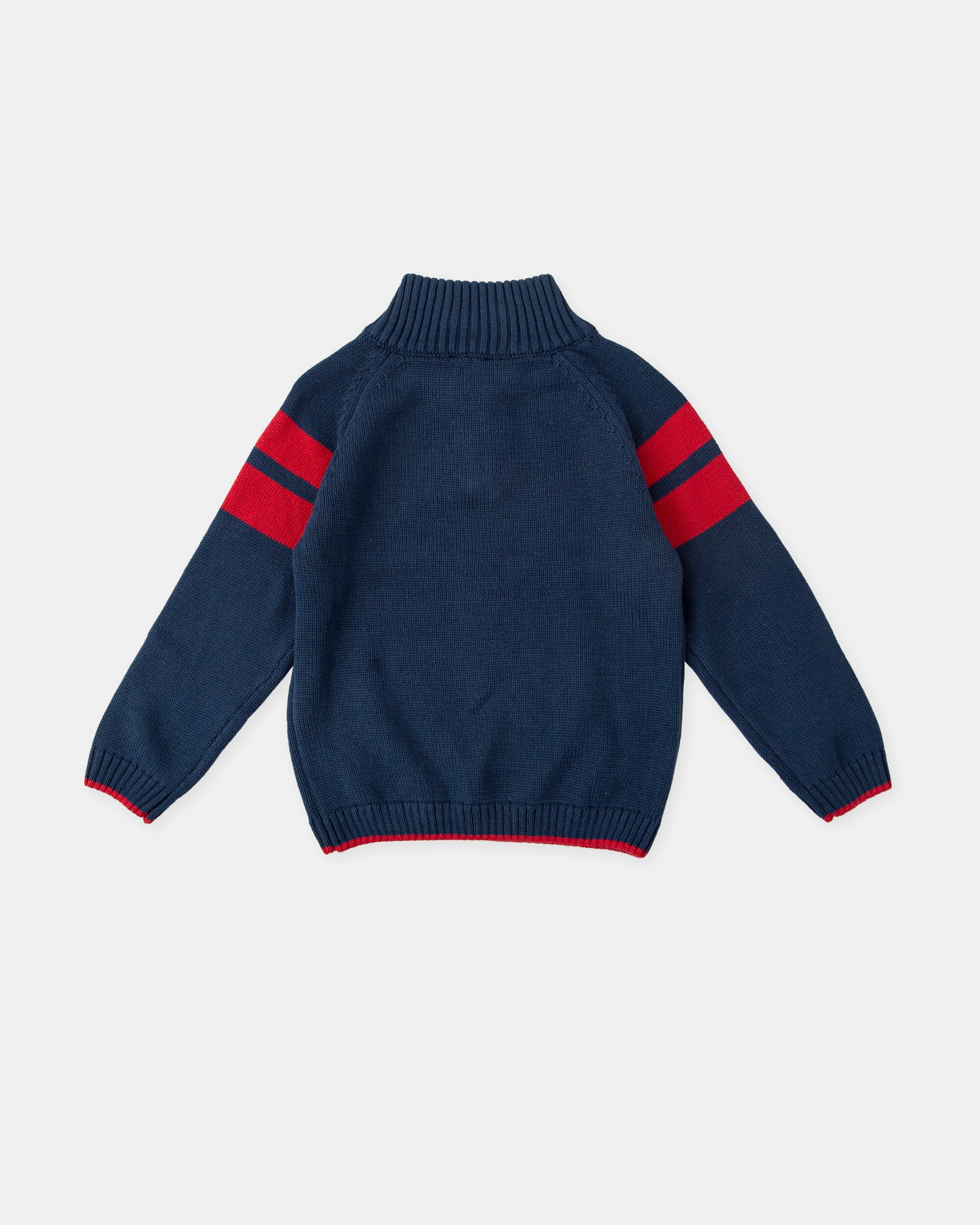 Camisola de Tricot para Bebé em Azul-marinho com Fecho Zip Tutto Piccolo Azul-marinho-2