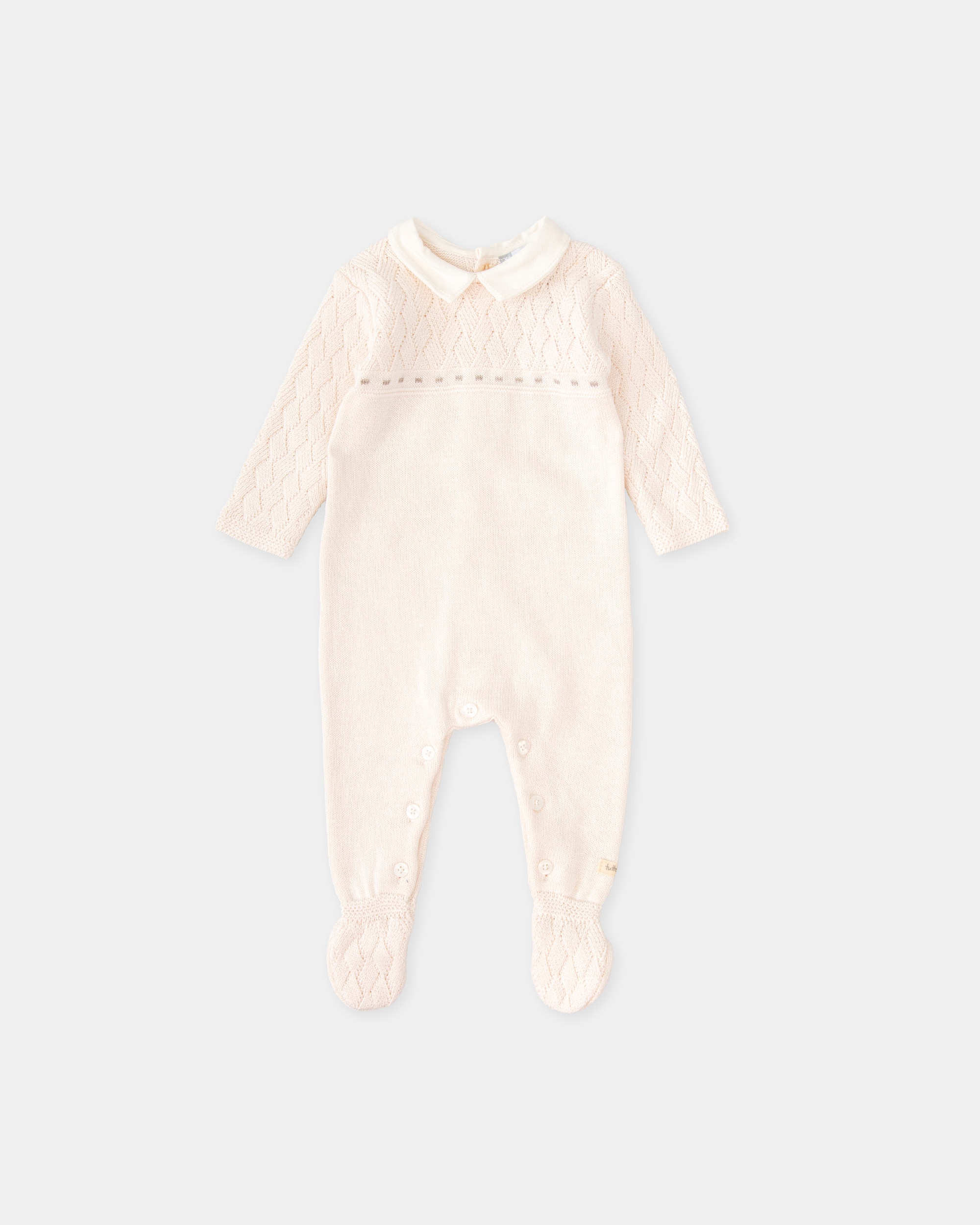 Babygrow para Bebé de Tricot com Pé em Cru Tutto Piccolo Cru-1