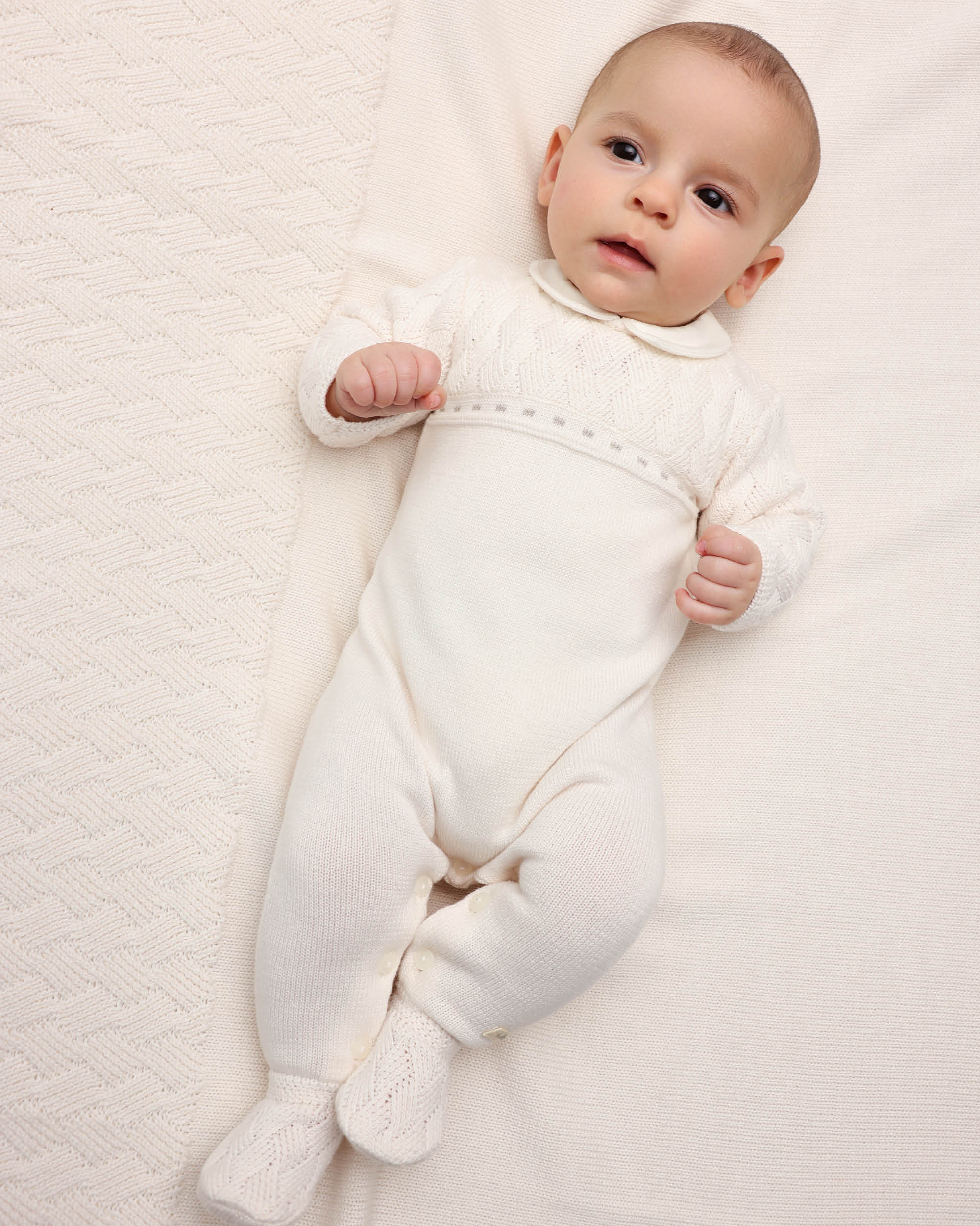 Babygrow para Bebé de Tricot com Pé em Cru Tutto Piccolo Cru-3