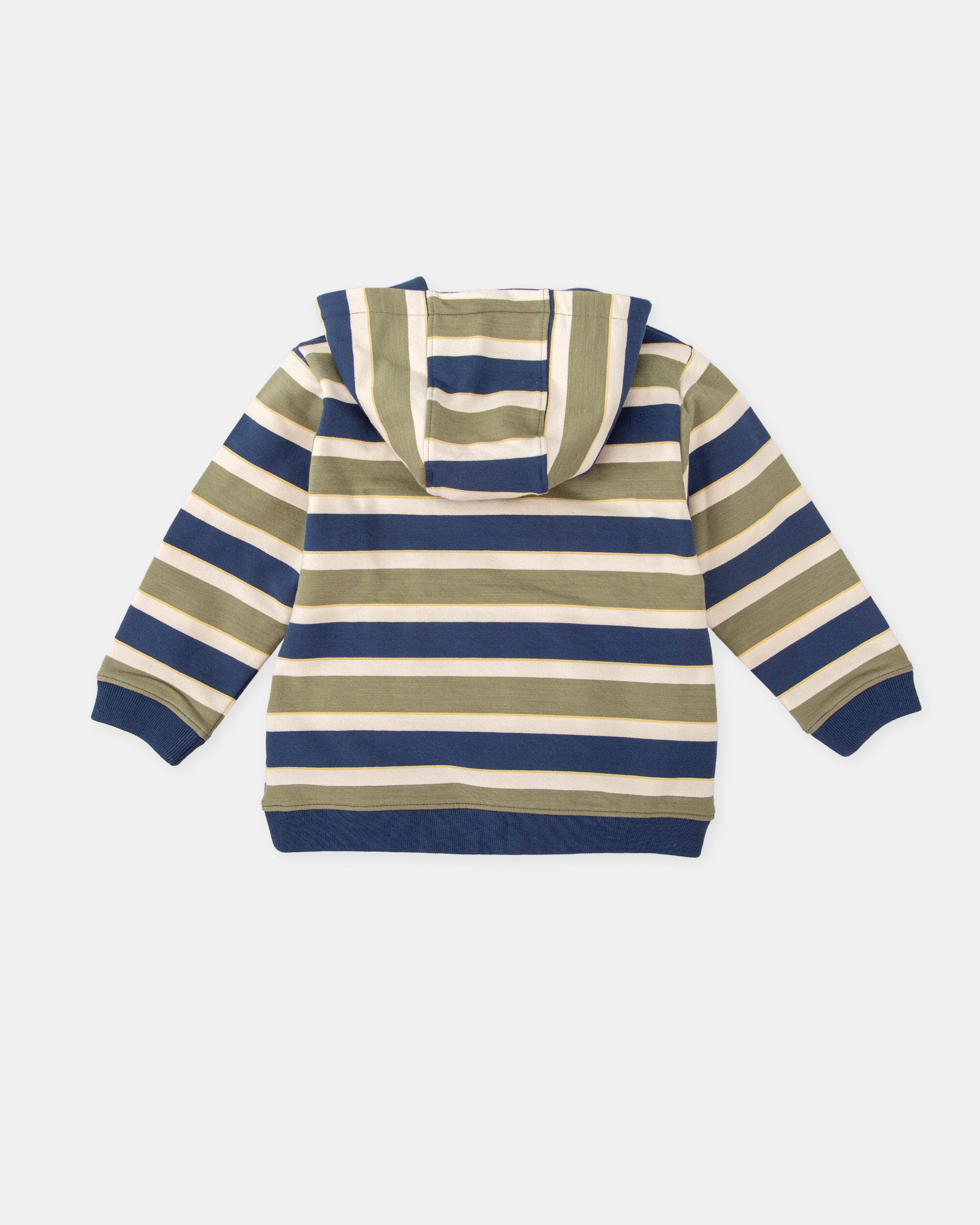 Sweatshirt com Capuz Infantil às Riscas Caqui e Azul Tutto Piccolo Multicolor-2
