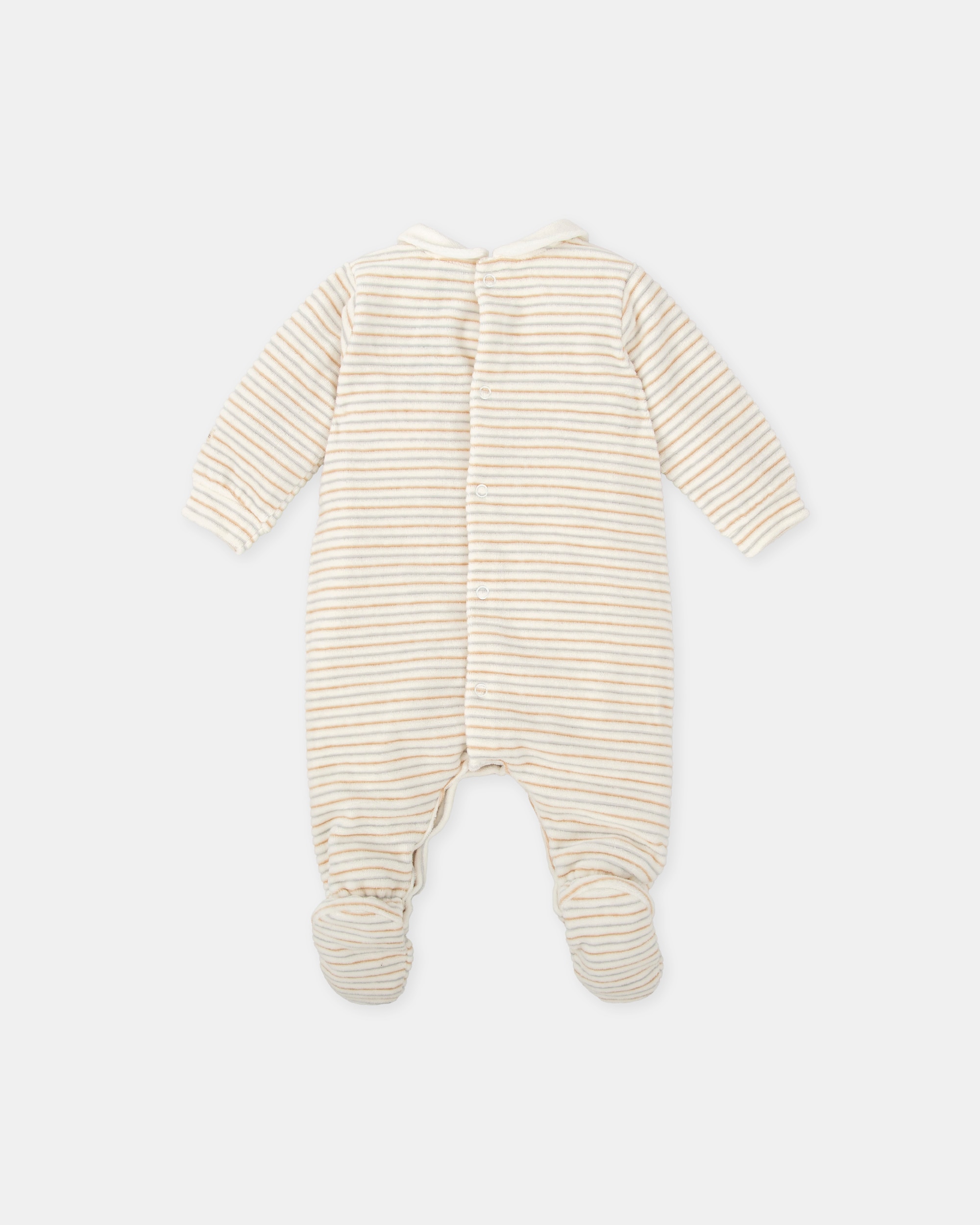 Babygrow com Pé às Riscas em Branco Porcelana Tutto Piccolo Cru-2