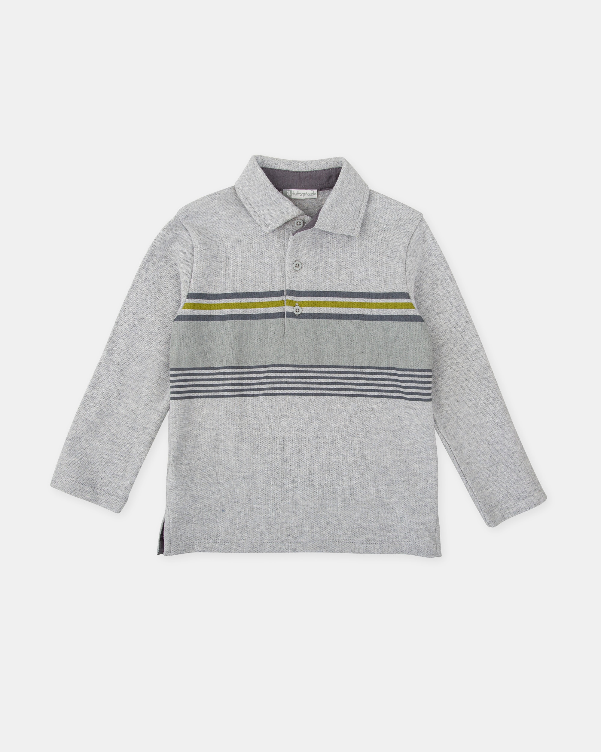 Polo para Bebé às Riscas Porcelana Tutto Piccolo Azul-claro-1
