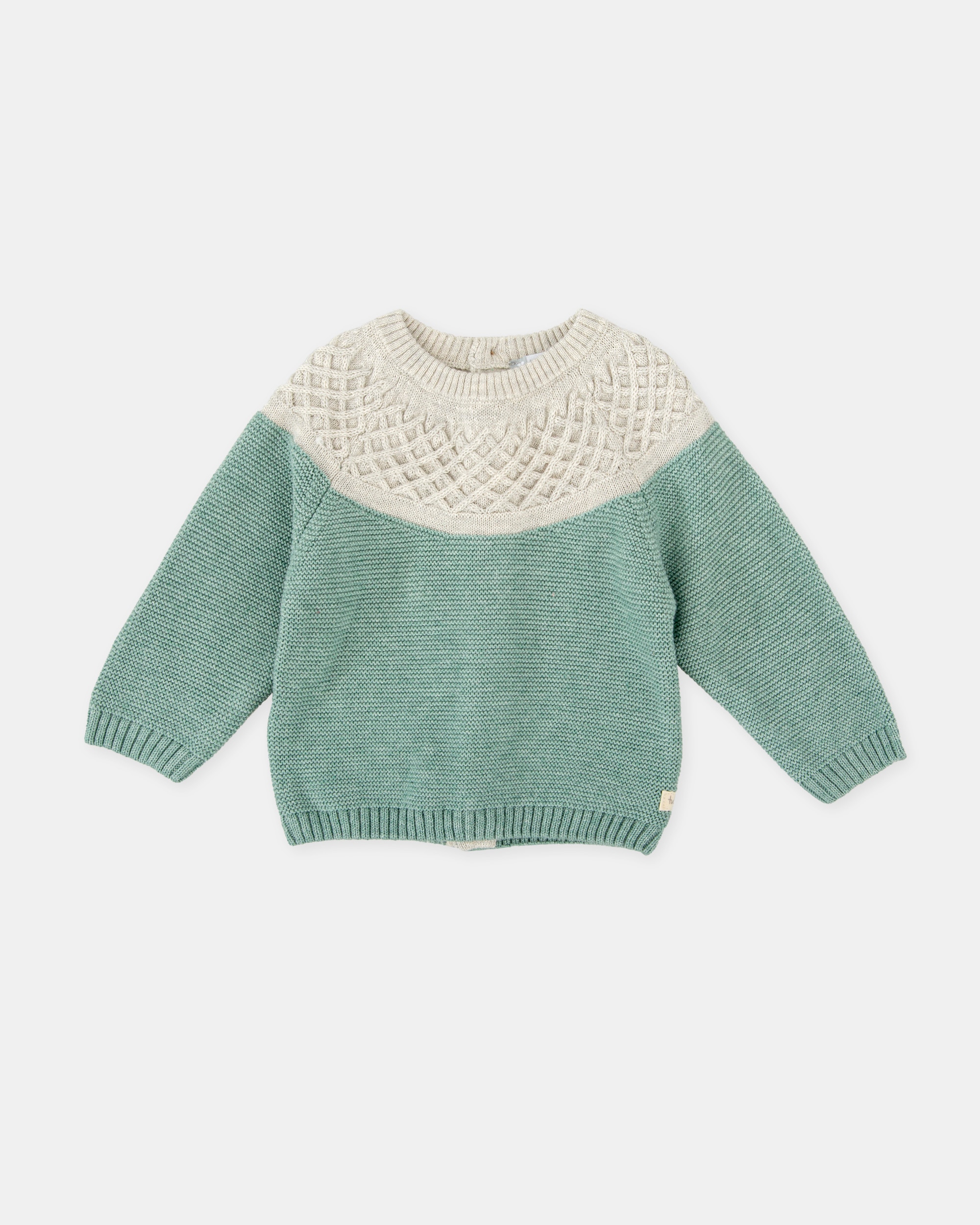 Camisola de Tricot para Bebé em Verde e Cinzento Verde-1