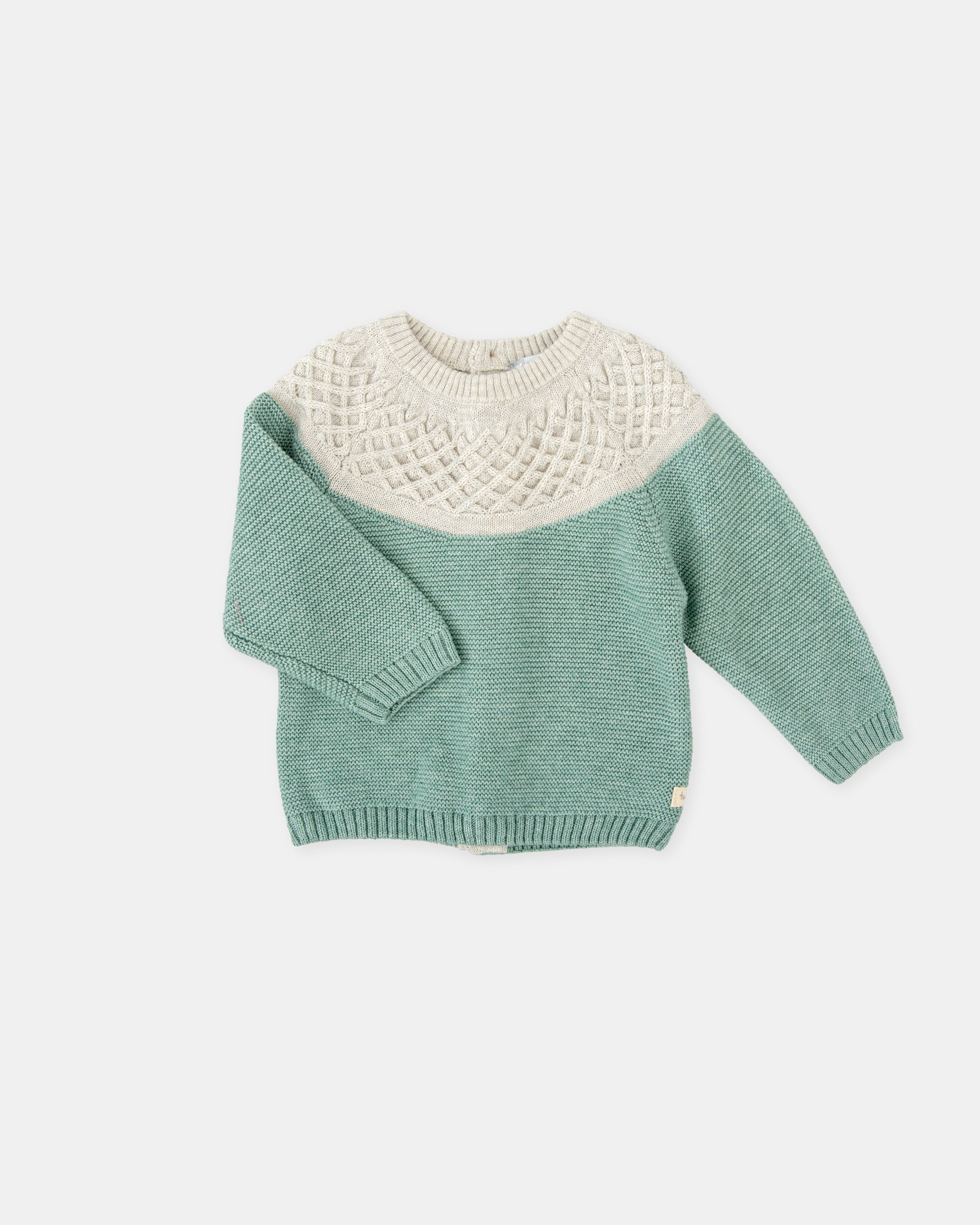 Camisola de Tricot para Bebé em Verde e Cinzento Verde-4