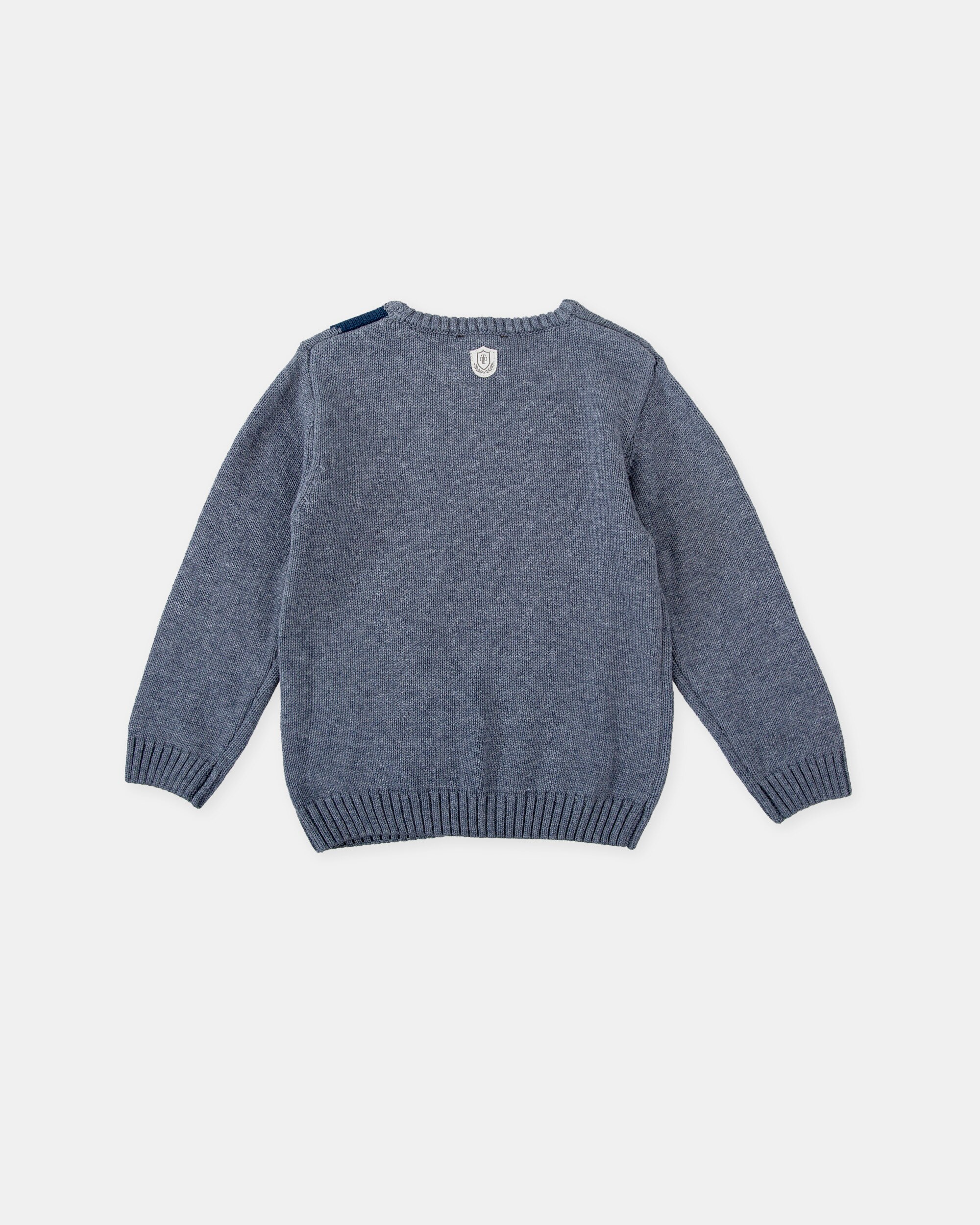 Camisola de Tricot Infantil com Rombos em Azul Tutto Piccolo Azul-2