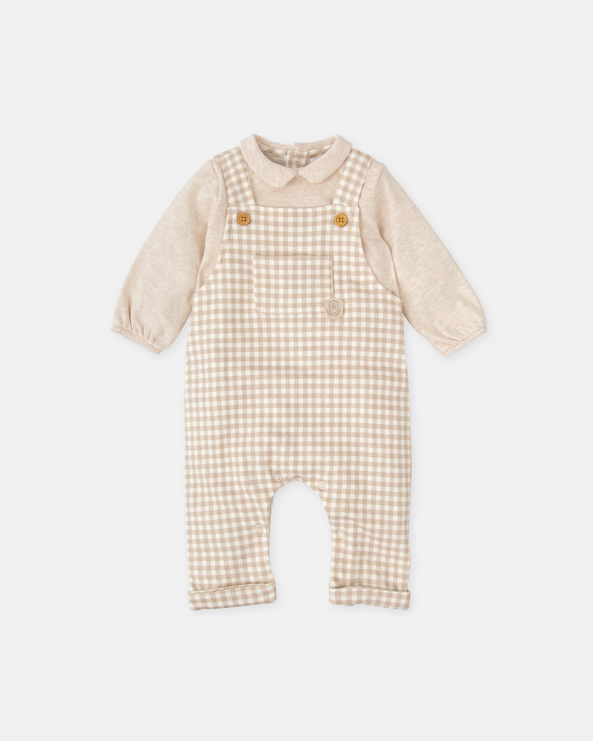 Babygrow para Bebé Vichy em Areia Tutto Piccolo Castanho-claro-1