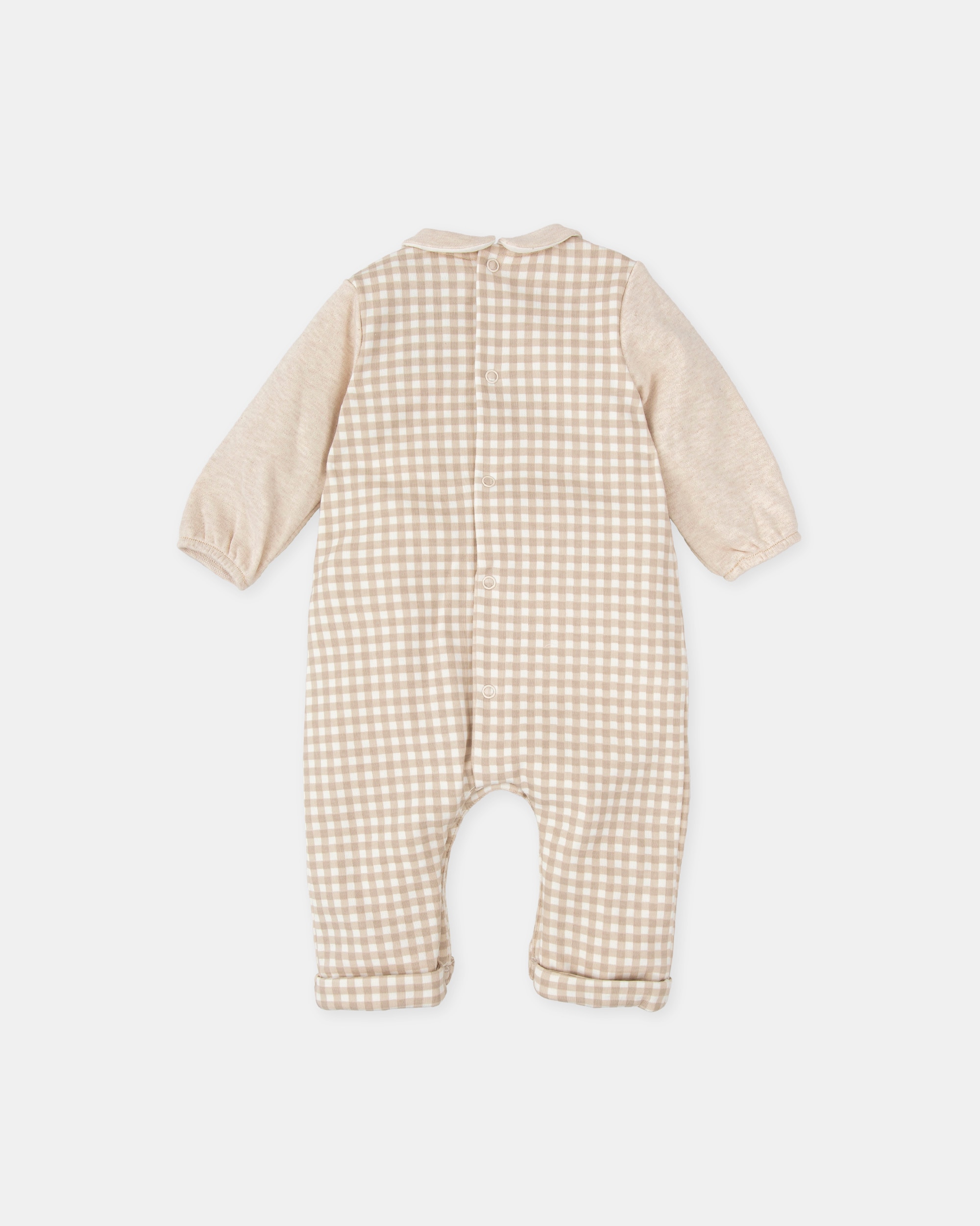 Babygrow para Bebé Vichy em Areia Tutto Piccolo Castanho-claro-2