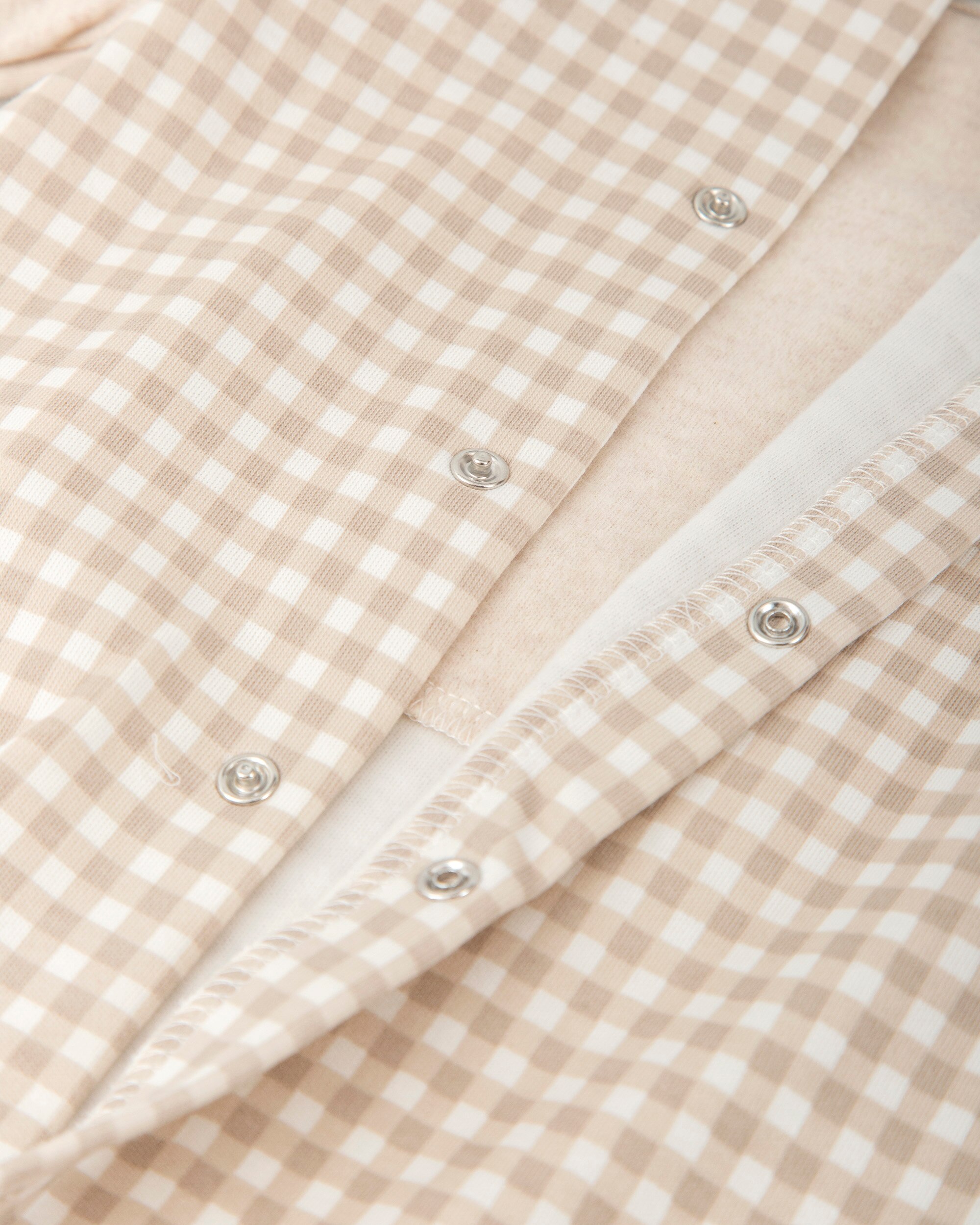 Babygrow para Bebé Vichy em Areia Tutto Piccolo Castanho-claro-3