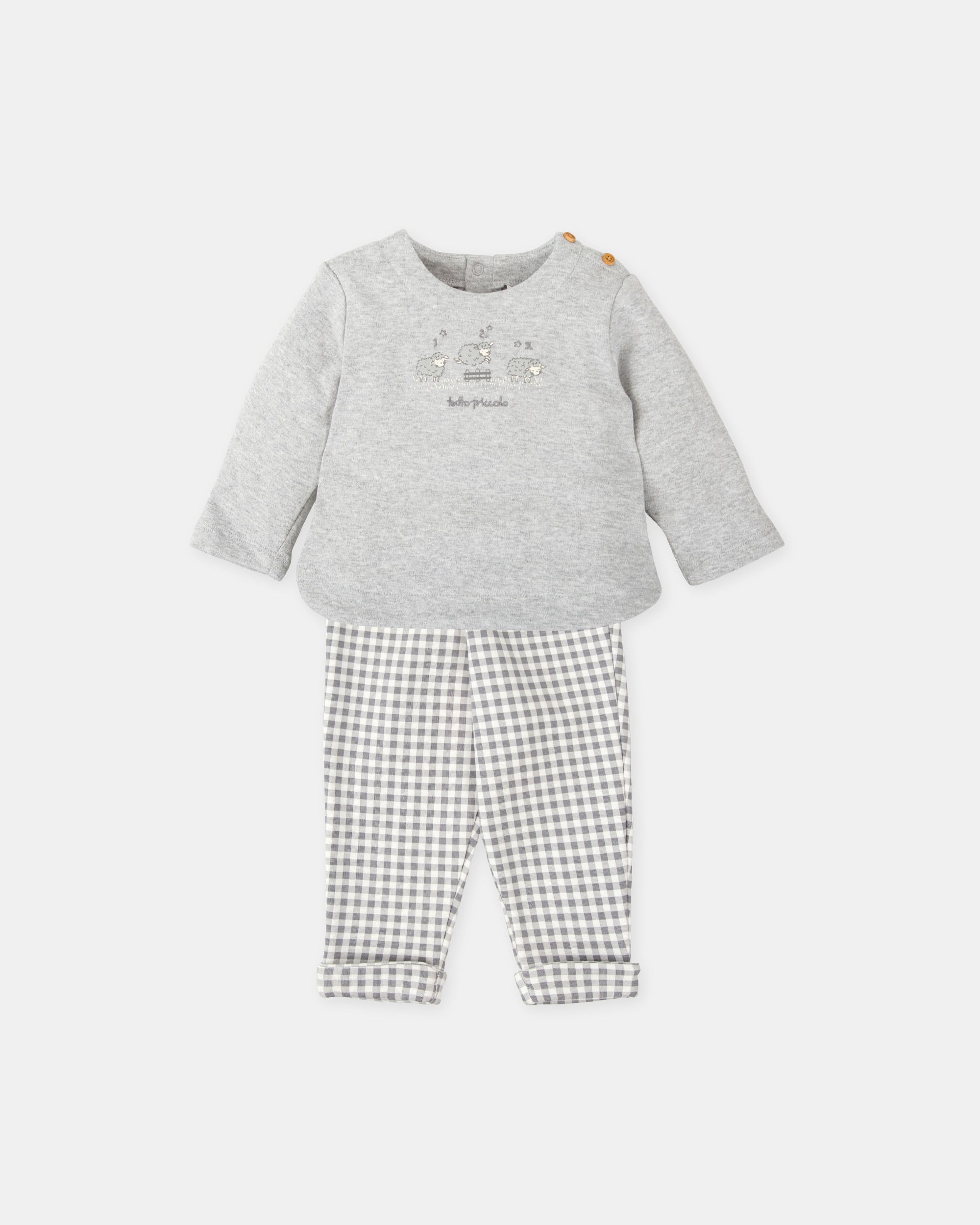Conjunto para Bebé de Duas Peças Ovelhas em Cinzento Cinzento-1