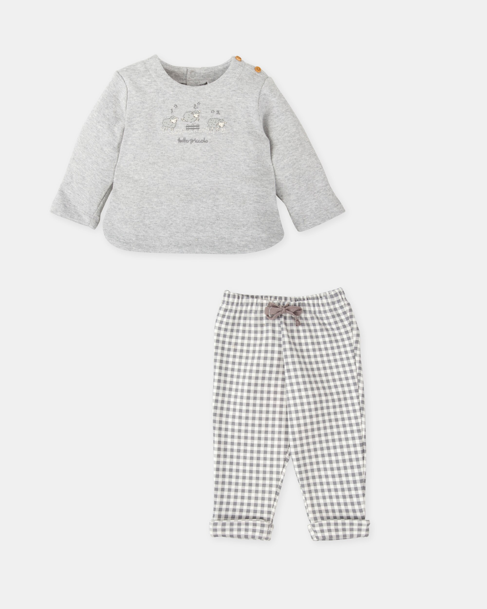 Conjunto para Bebé de Duas Peças Ovelhas em Cinzento Cinzento-4