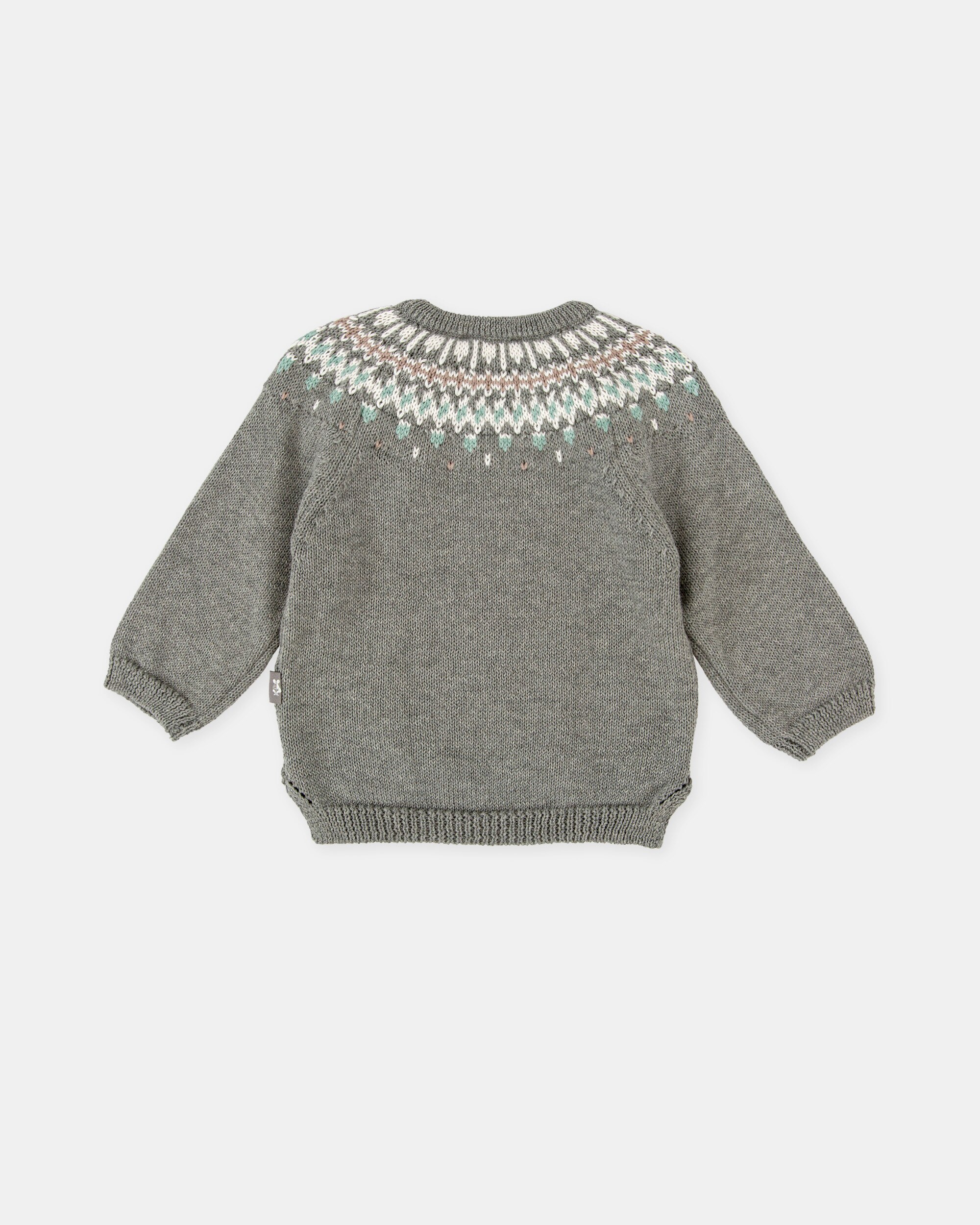 Camisola de Tricot para Bebé com Greca em Cinzento Cinzento-2