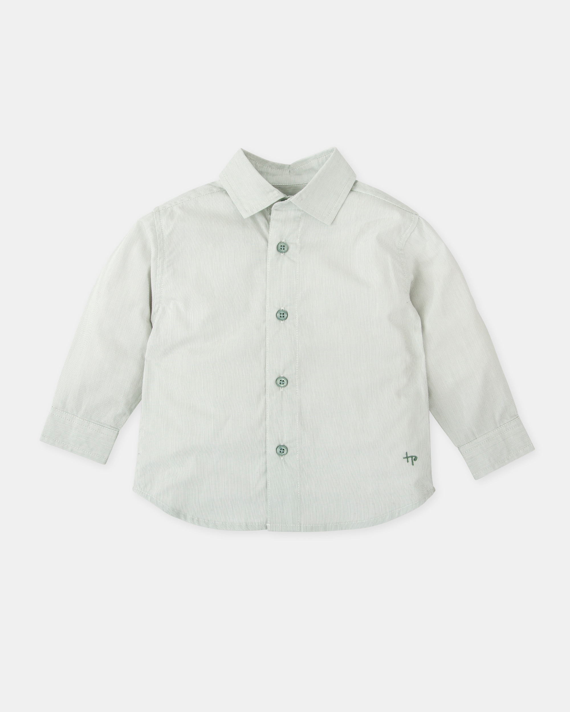 Camisa para Bebé às Riscas em Água-marinha Tutto Piccolo Verde-claro-1