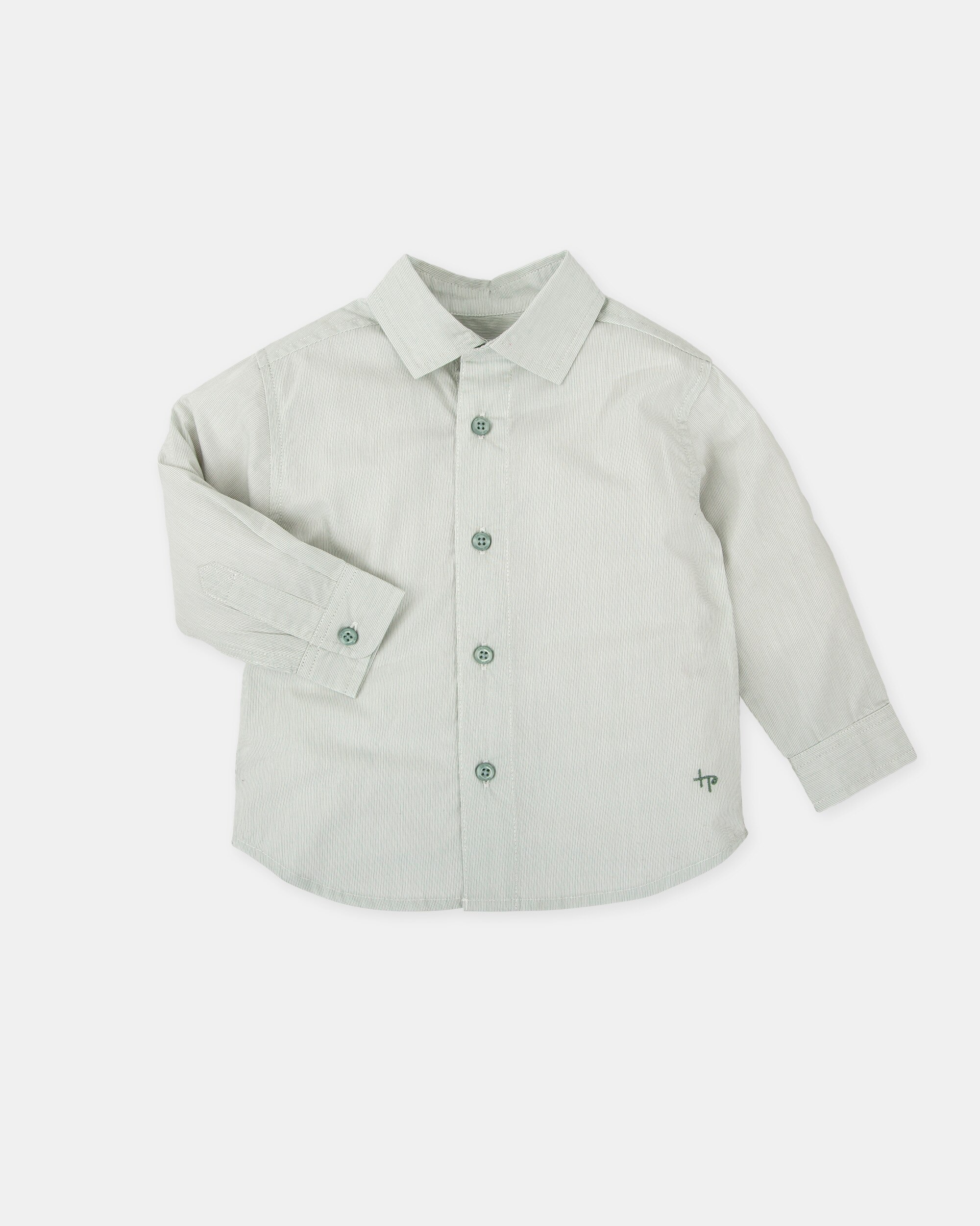 Camisa para Bebé às Riscas em Água-marinha Tutto Piccolo Verde-claro-3