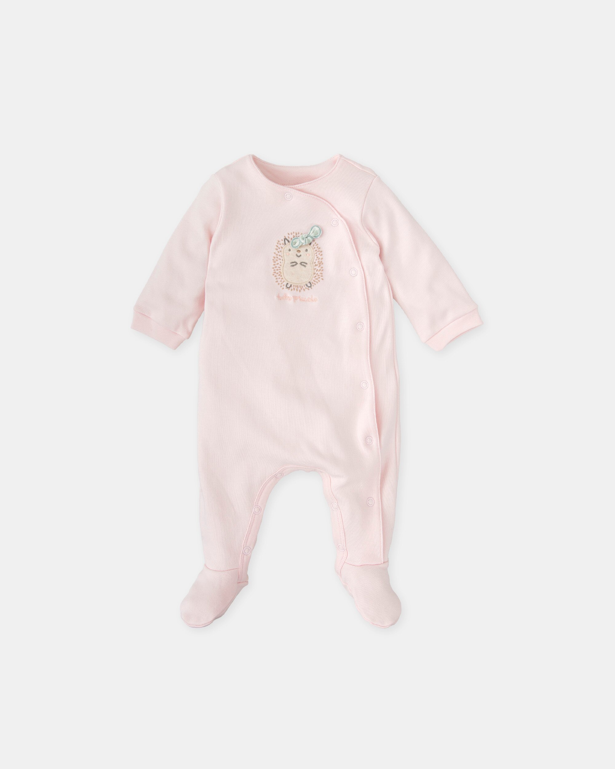Babygrow com Pé para Bebé Ouriço Pétala Tutto Piccolo Rosa-1