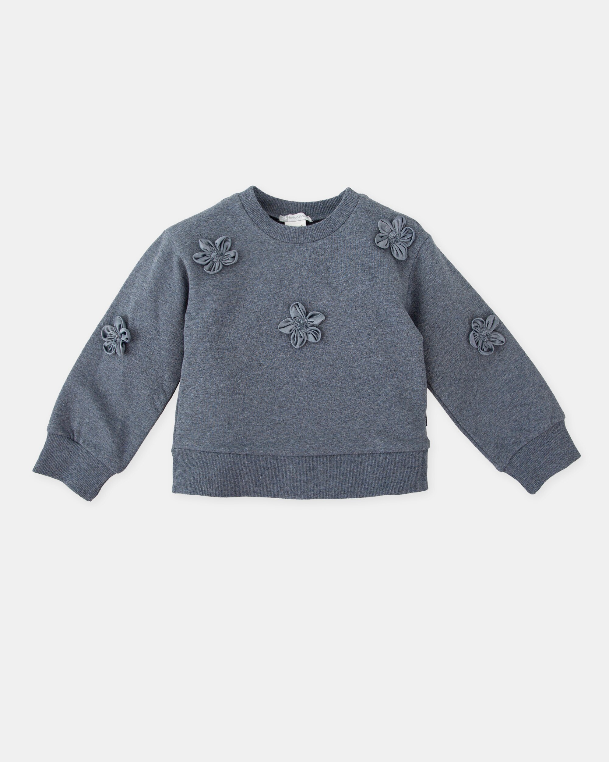Sweatshirt Azul-marinho com Flores Tutto Piccolo Azul-marinho-1