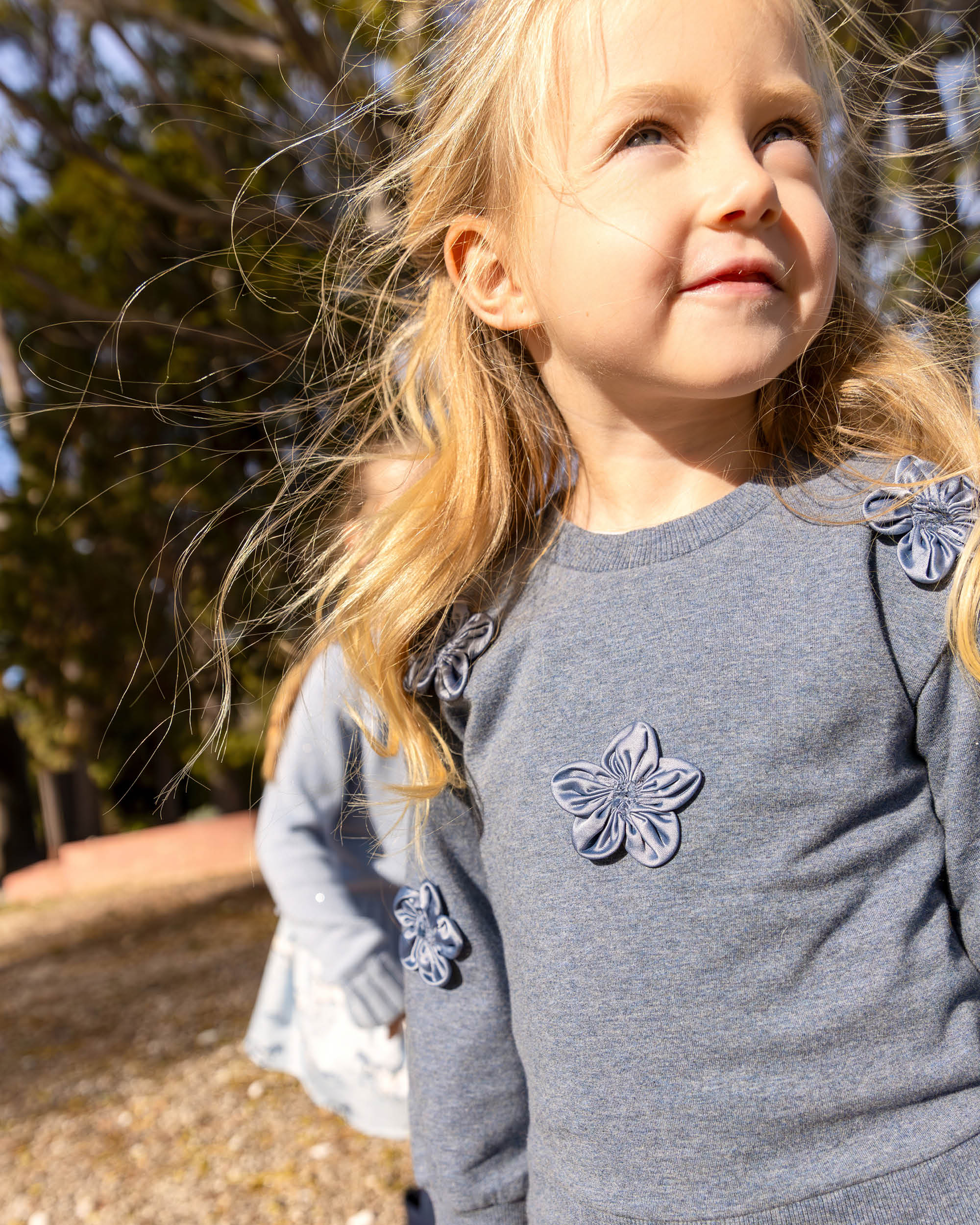 Sweatshirt Azul-marinho com Flores Tutto Piccolo Azul-marinho-3