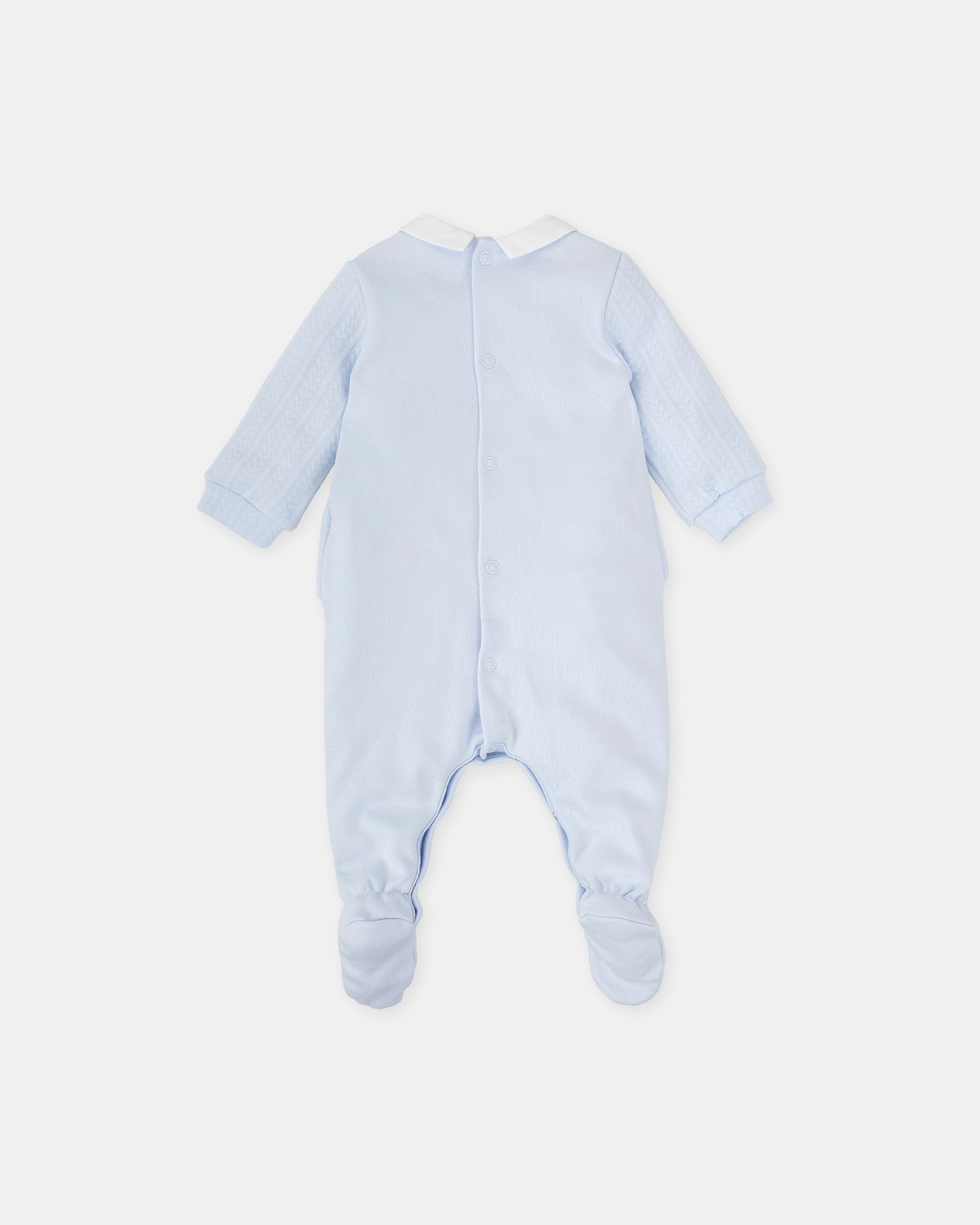 Babygrow com Pé para Bebé de Malha Entrançada em Azul Céu Tutto Piccolo Azul-claro-2